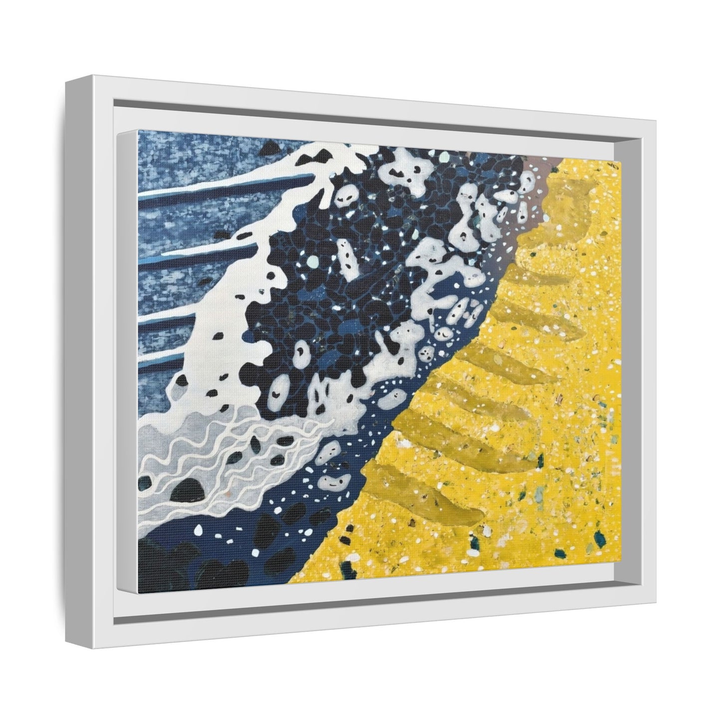 Framed Abstract Ocean & Sand Matte Canvas Print