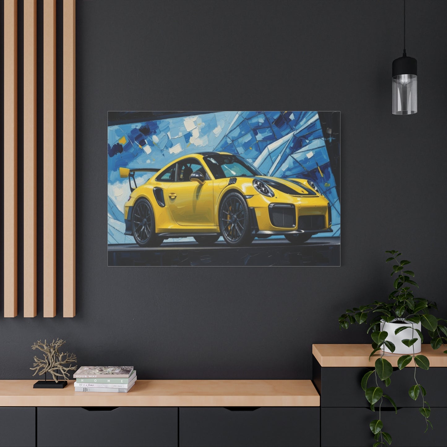 Yellow Porsche Sports Car Canvas Print — Modern Automotive Wall Art