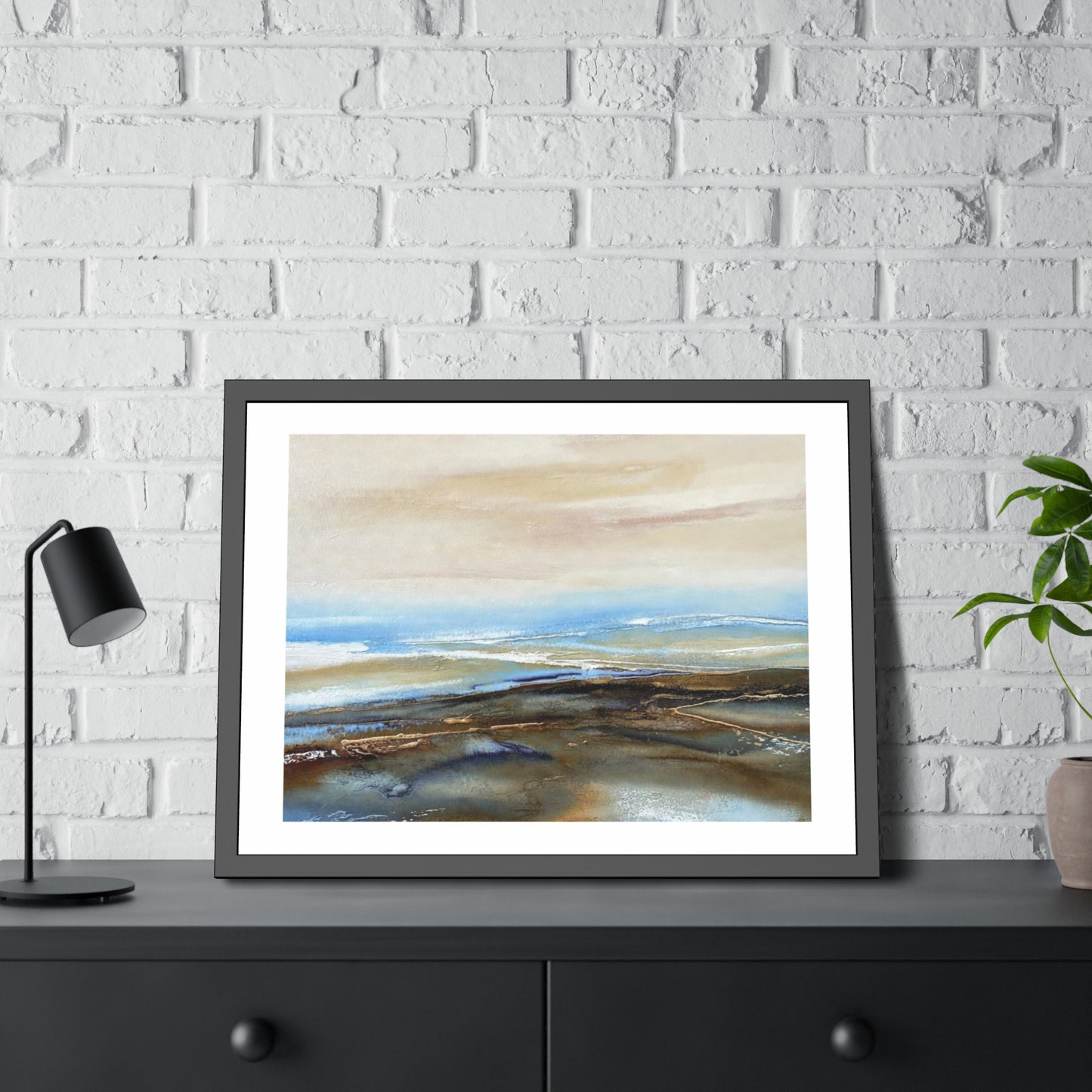Framed Paper Poster — Abstract Coastal Watercolor Landscape Print