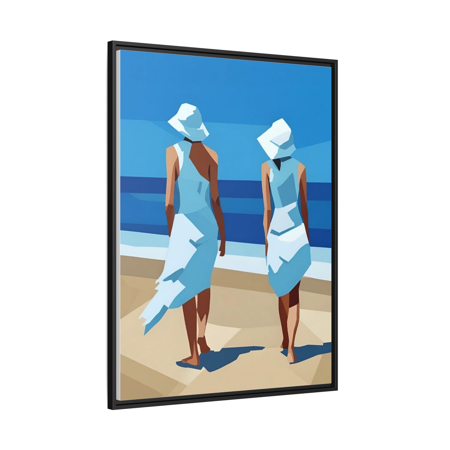 Seaside Stroll Matte Canvas Framed Print — Coastal Beach Art
