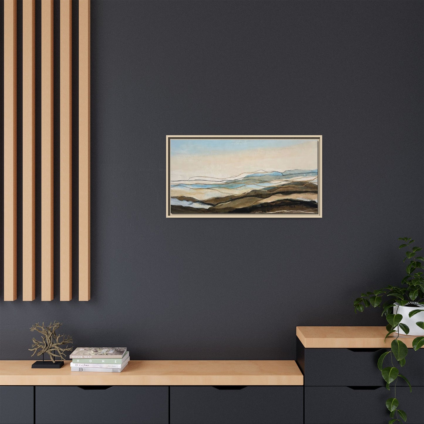 Framed Matte Canvas Print — Abstract Coastal Landscape Wall Art