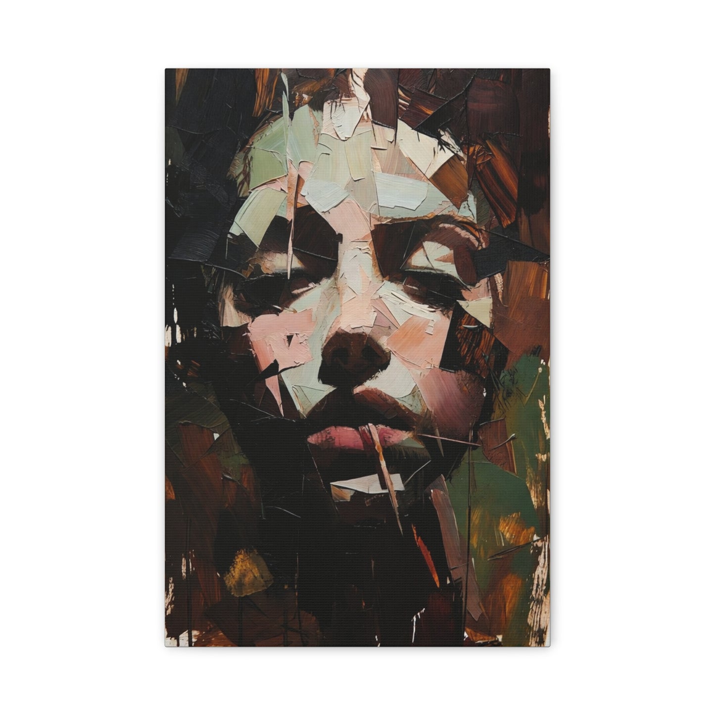 Abstract Portrait Matte Stretched Canvas (1.25") — Contemporary Textured Face Art