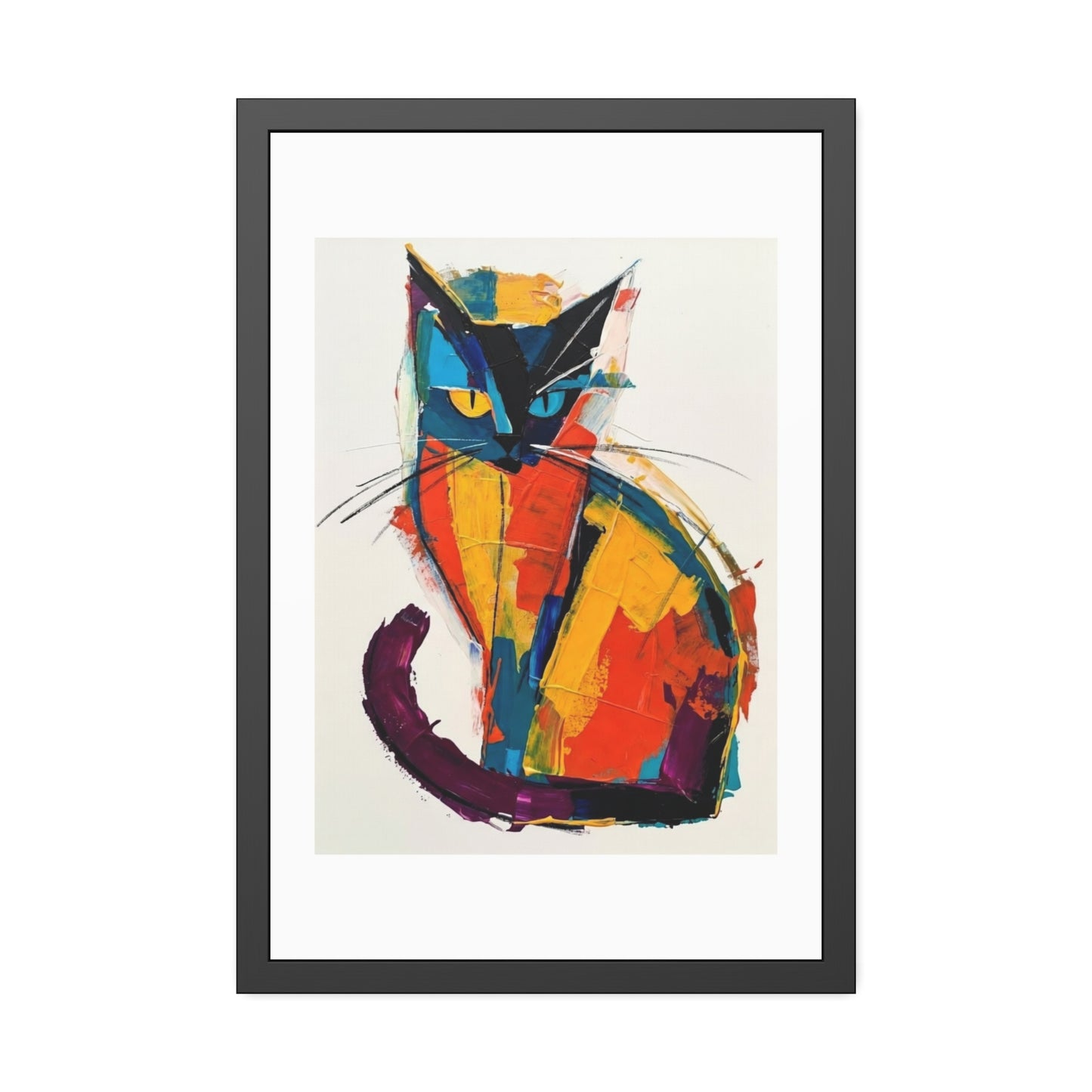 Colorful Abstract Cat Framed Poster