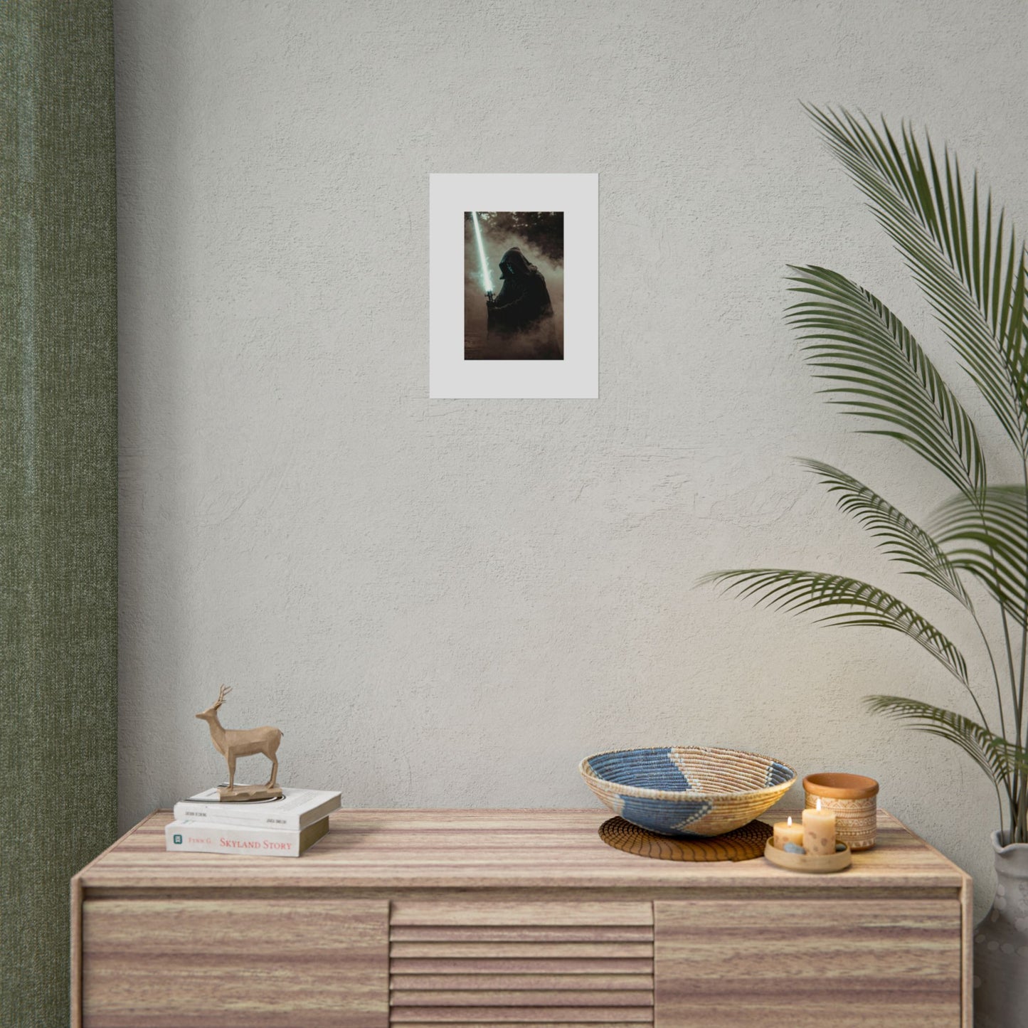 Dark Jedi Lightsaber Poster — Sci‑Fi Hooded Warrior Rolled Art Print