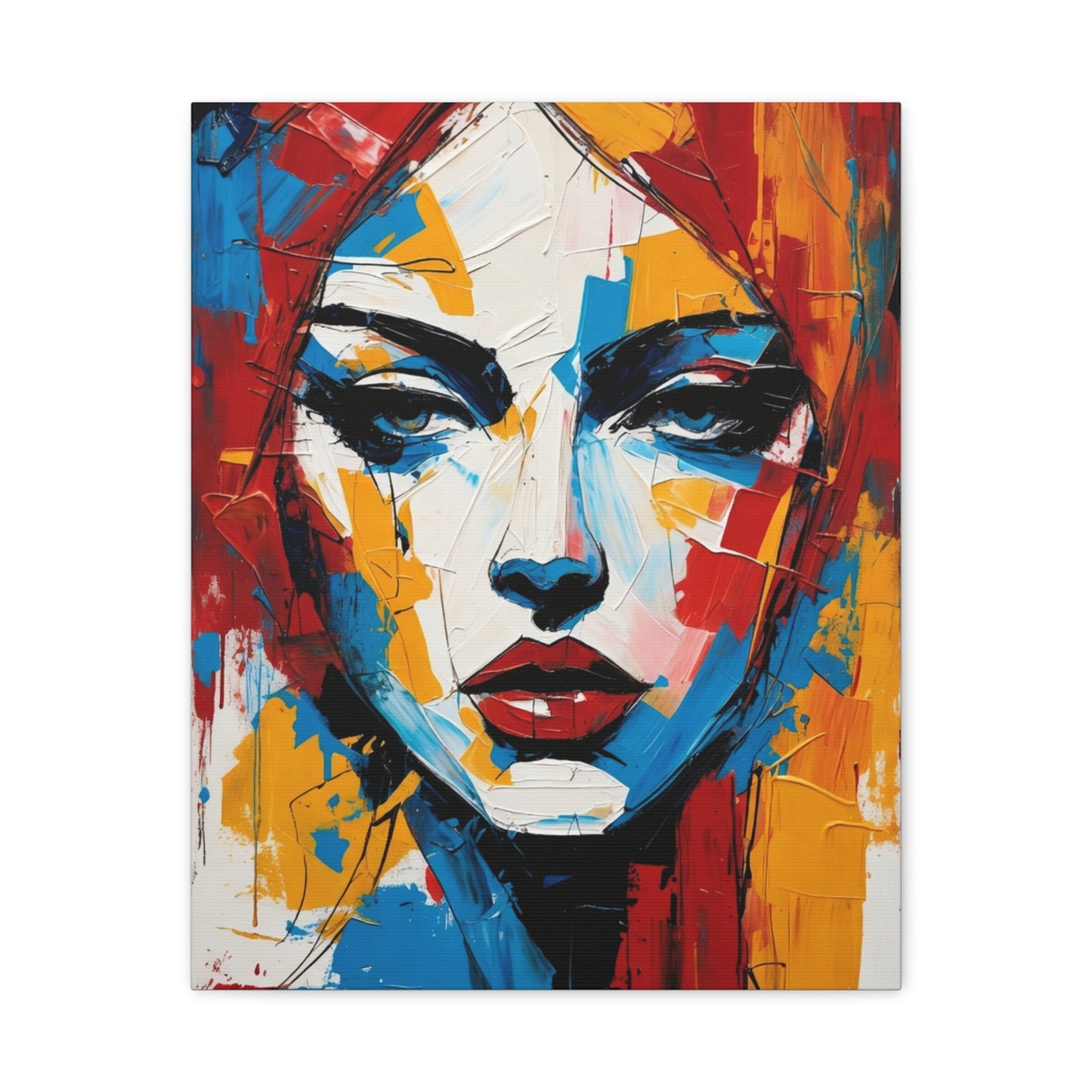 Abstract Portrait Canvas Print — Colorful Modern Woman Wall Art