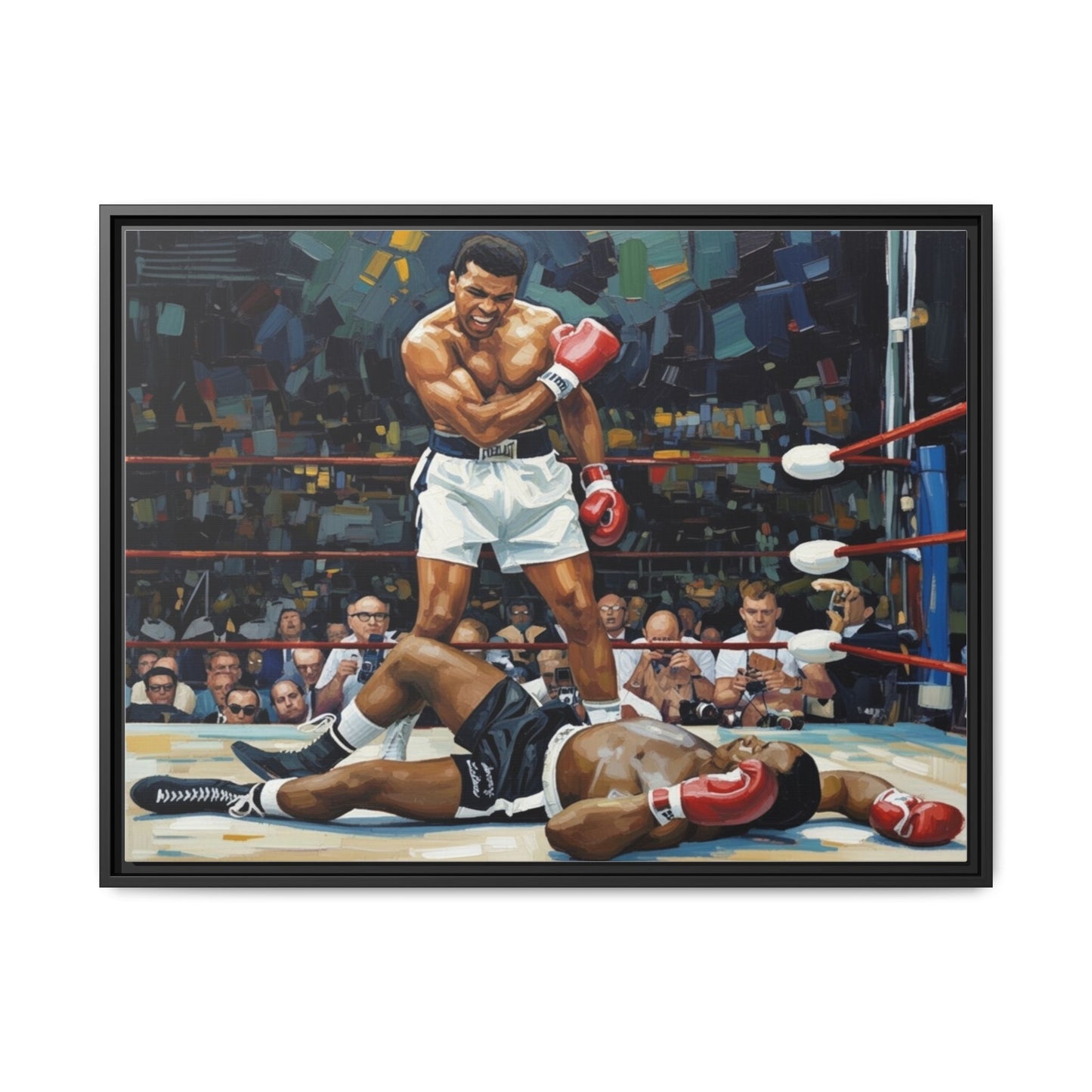 Framed Boxing Ring Canvas Print — Muhammad Ali Iconic Knockout Sport Art