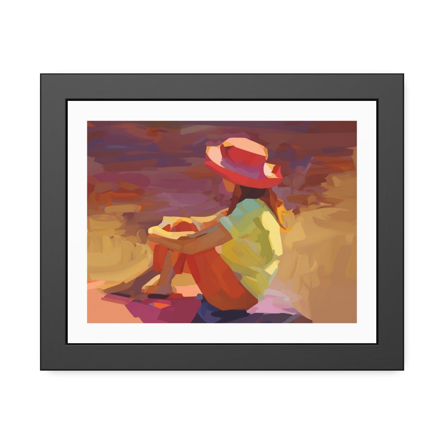 Framed Poster — Vibrant Coastal Girl Illustration, Summer Beach Wall Art