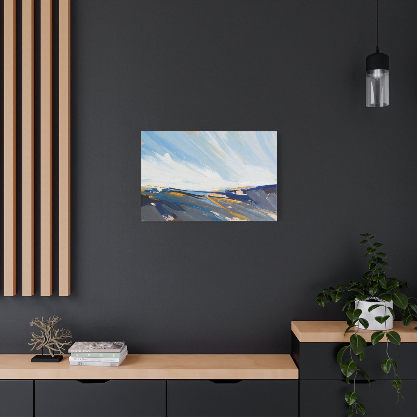Abstract Coastal Landscape Canvas Print — Blue Sky Seascape Wall Art