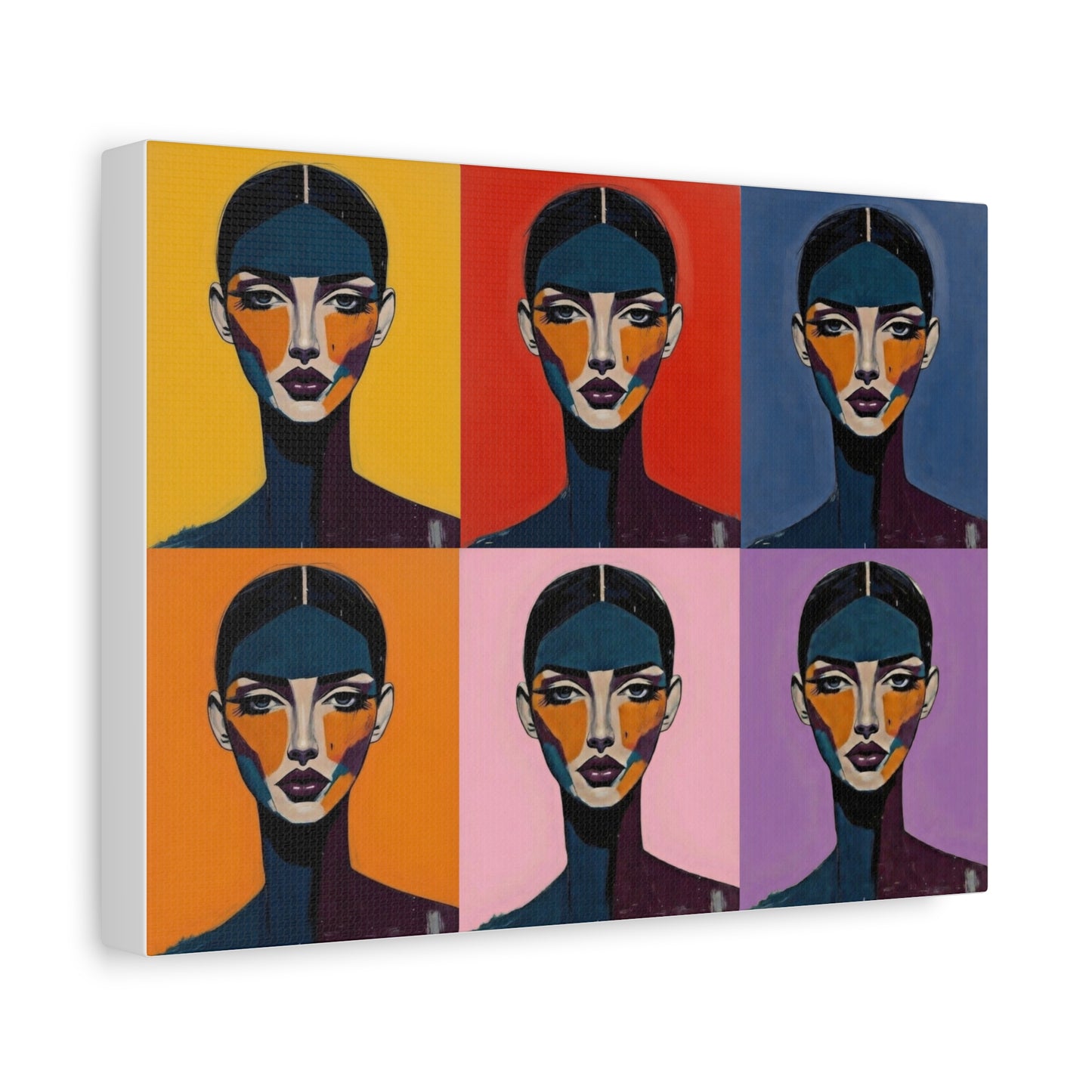 Pop Art Portrait Canvas - Colorful Six-Panel Female Face Wall Art
