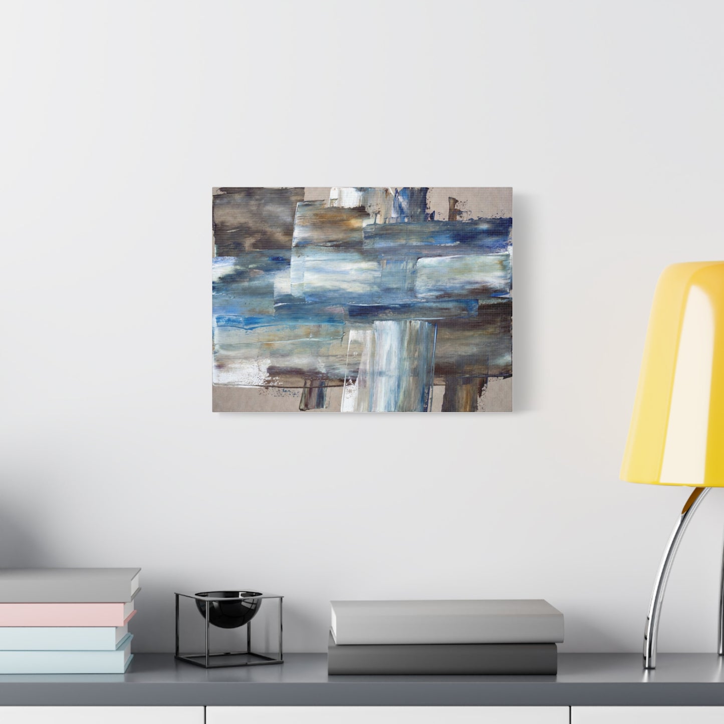Abstract Blue Waterfall Matte Canvas Wall Art, Stretched 1.25"