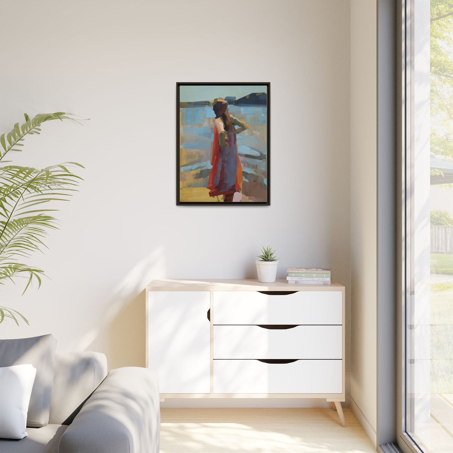 Framed Matte Canvas Print — Coastal Woman Abstract Art
