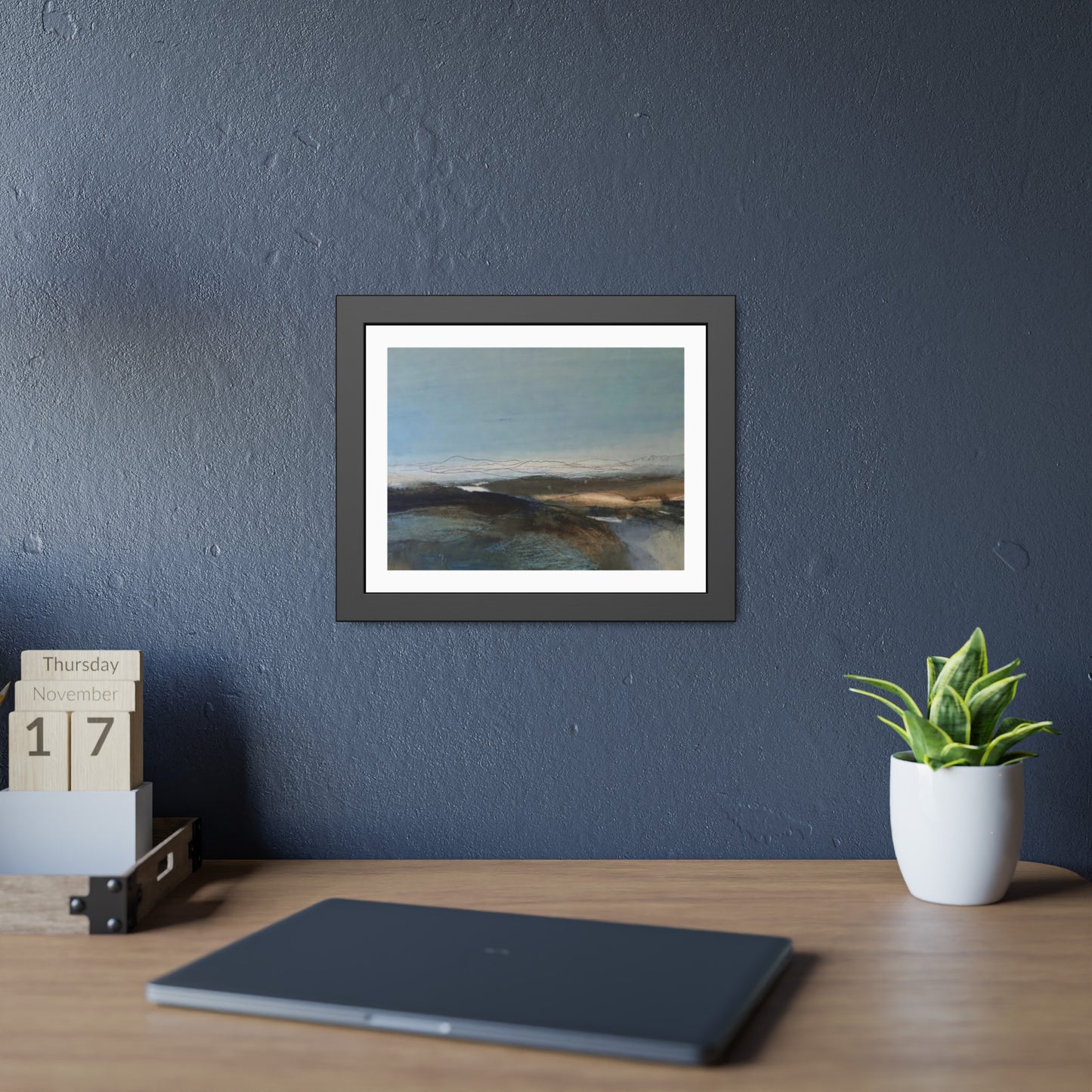 Framed Landscape Poster — Serene Blue Abstract Wall Art
