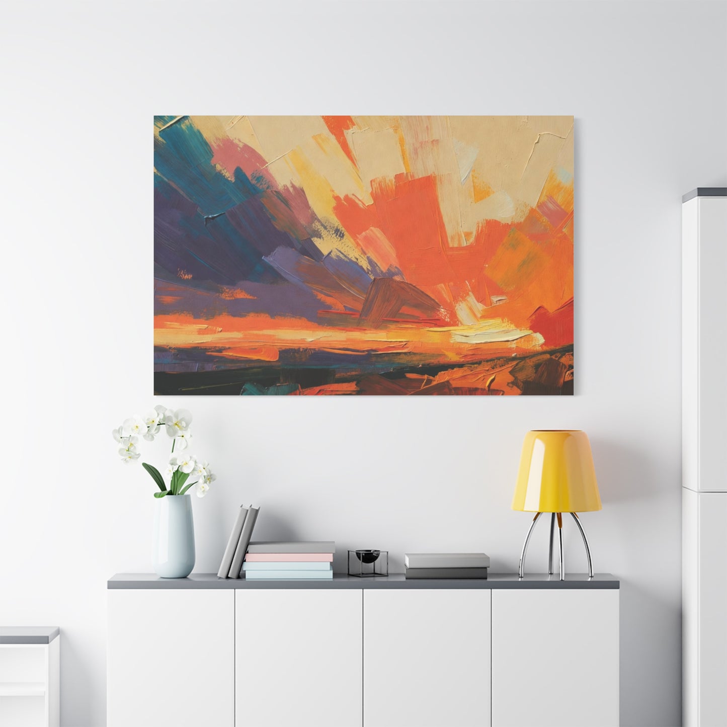 Abstract Sunset Landscape Canvas Print — Matte Stretched Wall Art
