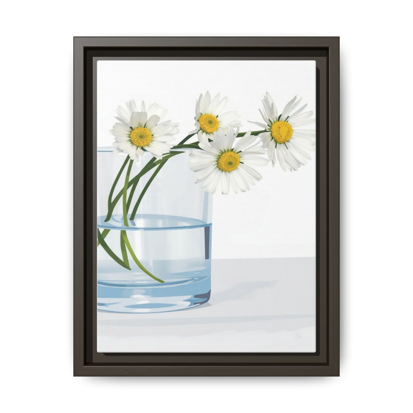 Framed Daisy Canvas Print — Minimal Botanical Wall Art