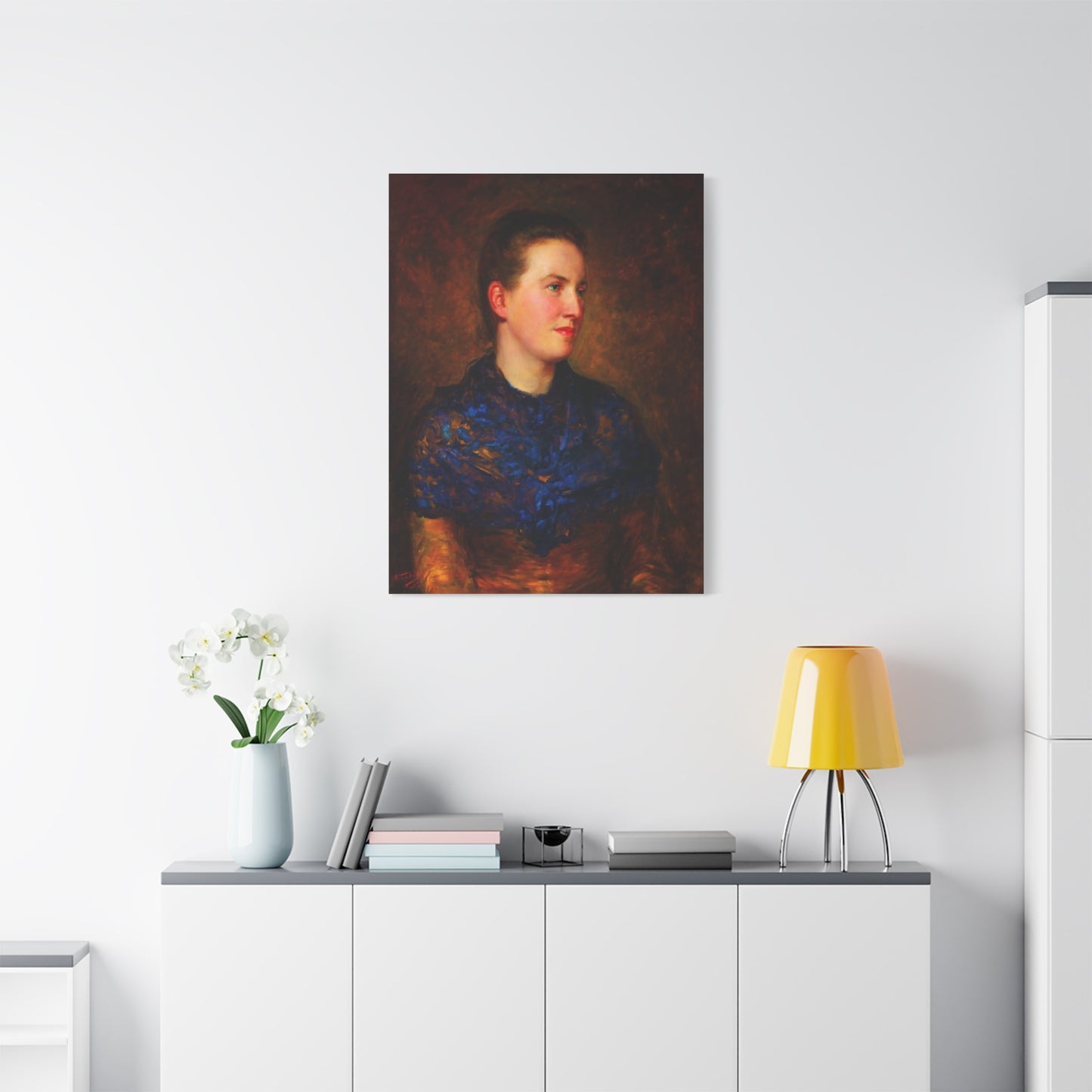 Portrait Canvas Print — Vintage Woman Oil Painting on Stretched Matte Canvas