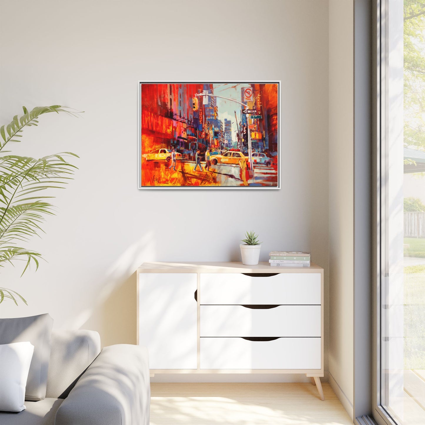 New York 7th AV attributed to Voke Framed Matte Canvas – Art Print