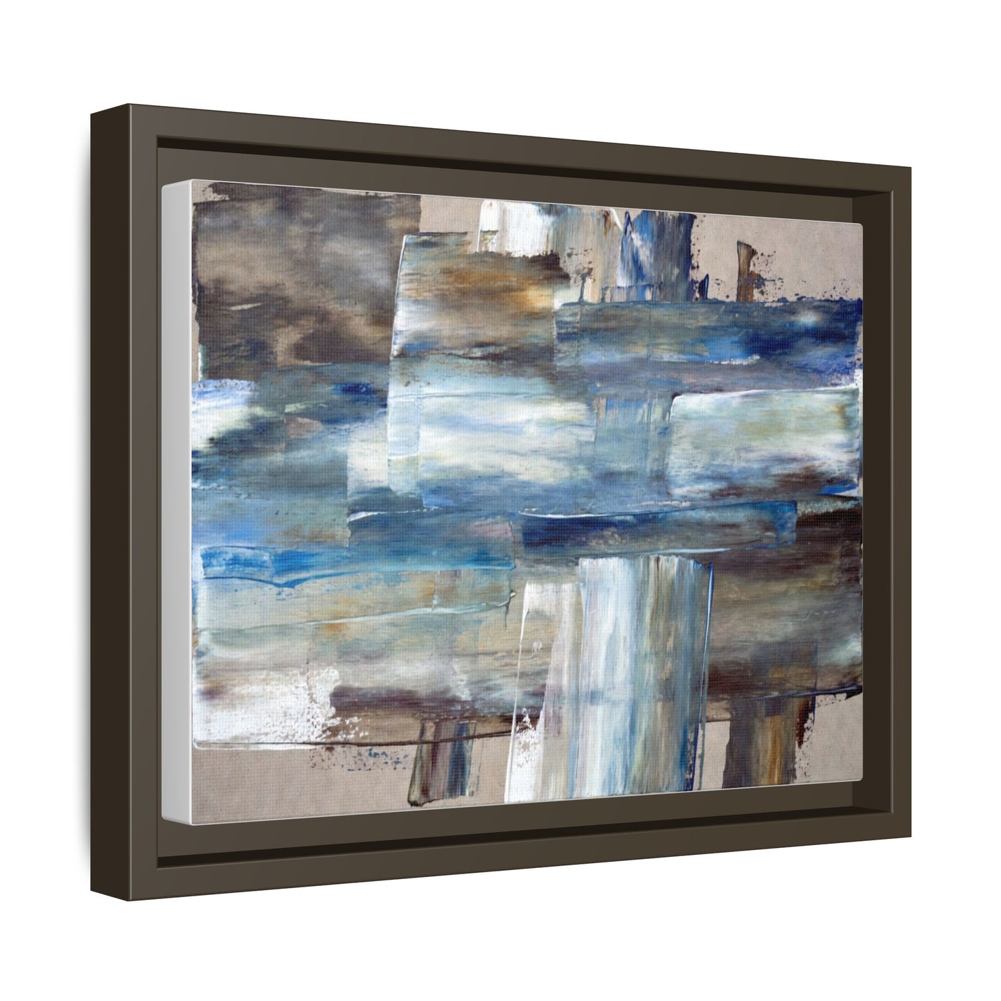 Abstract Blue Coastal Matte Canvas Framed Wall Art