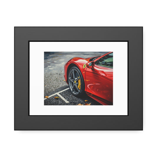 Framed Poster - Red Sports Car Photo, Modern Automotive Wall Art