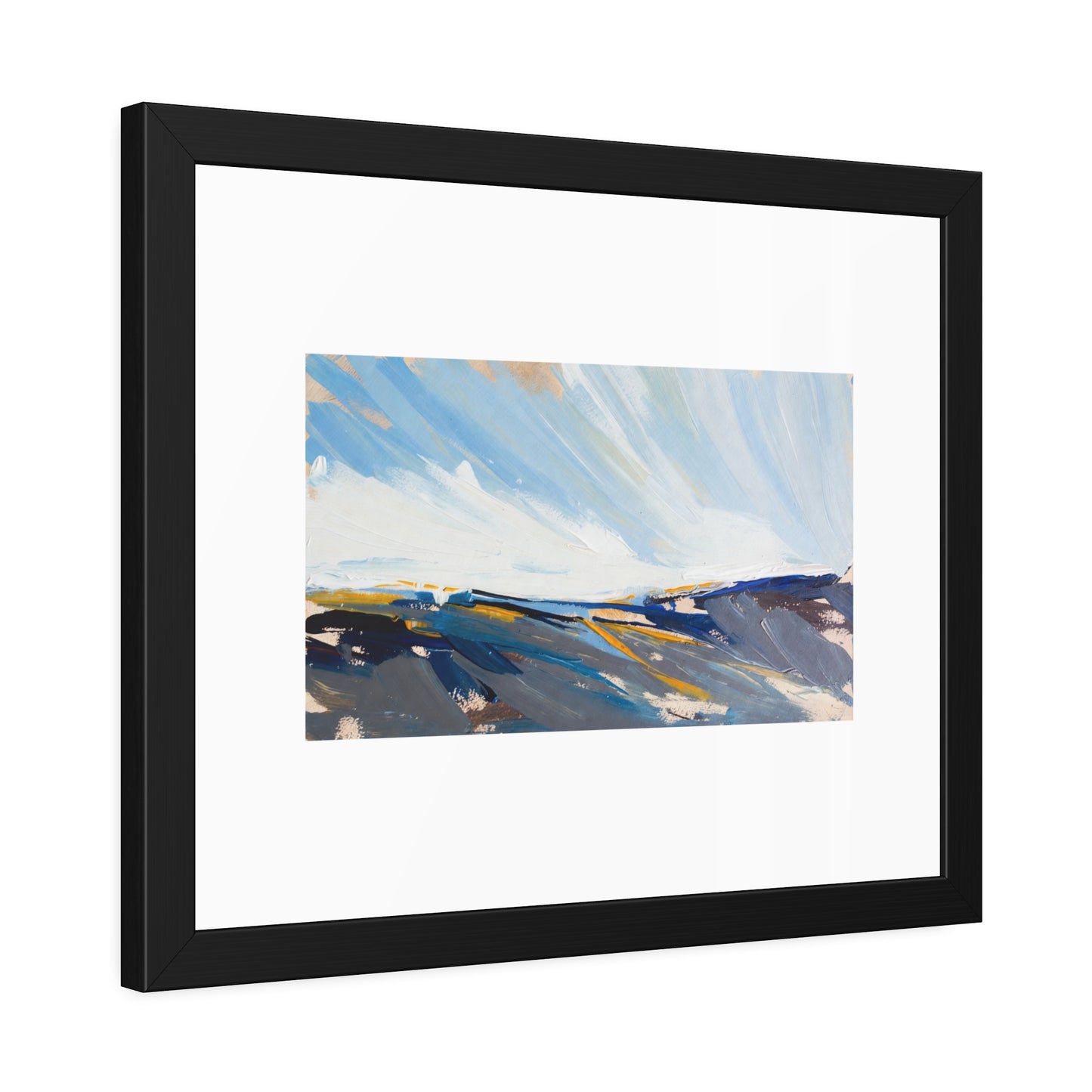 Abstract Coastal Landscape Framed Poster — Blue Seascape Wall Art