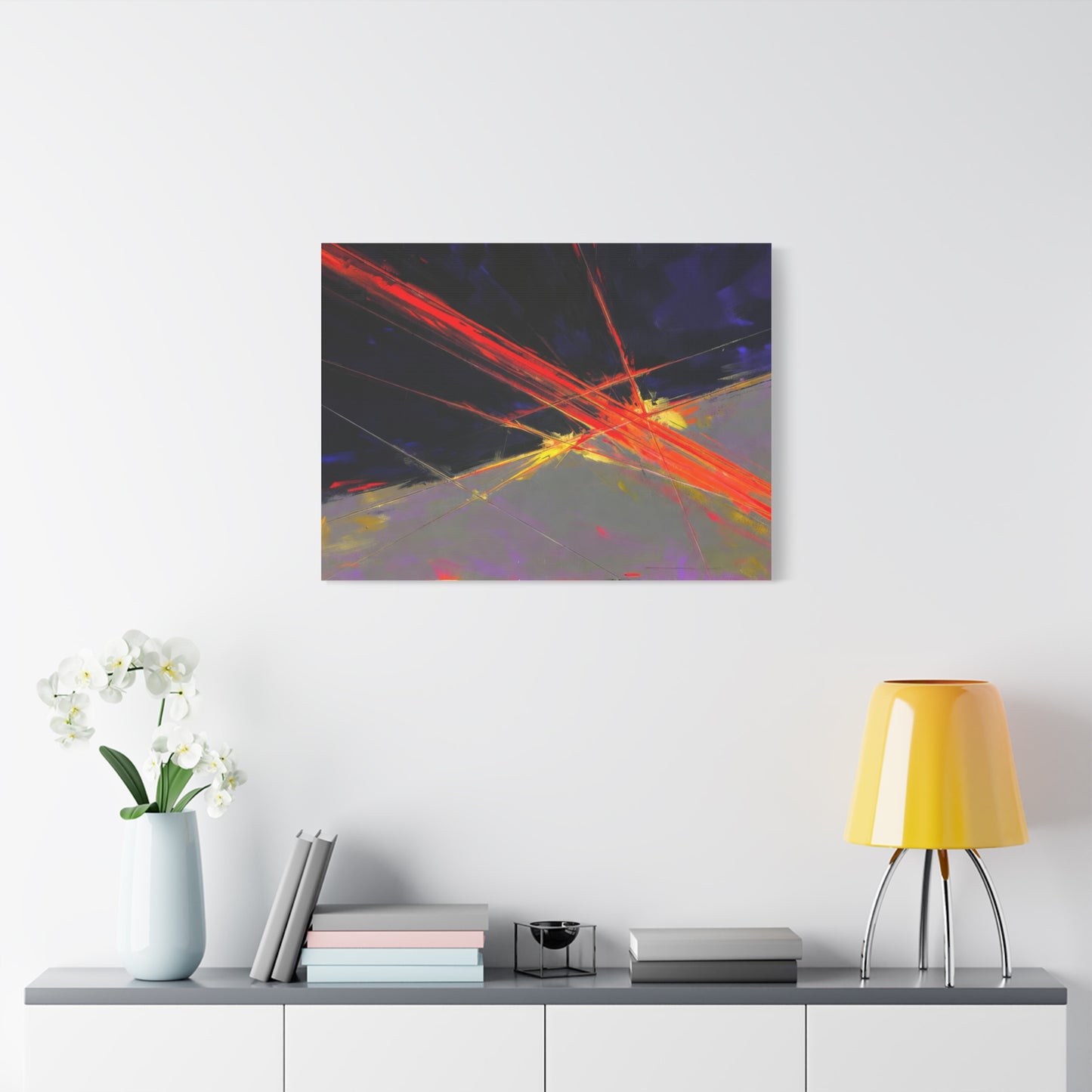Abstract Red Streaks Matte Canvas Print — Modern Geometric Wall Art