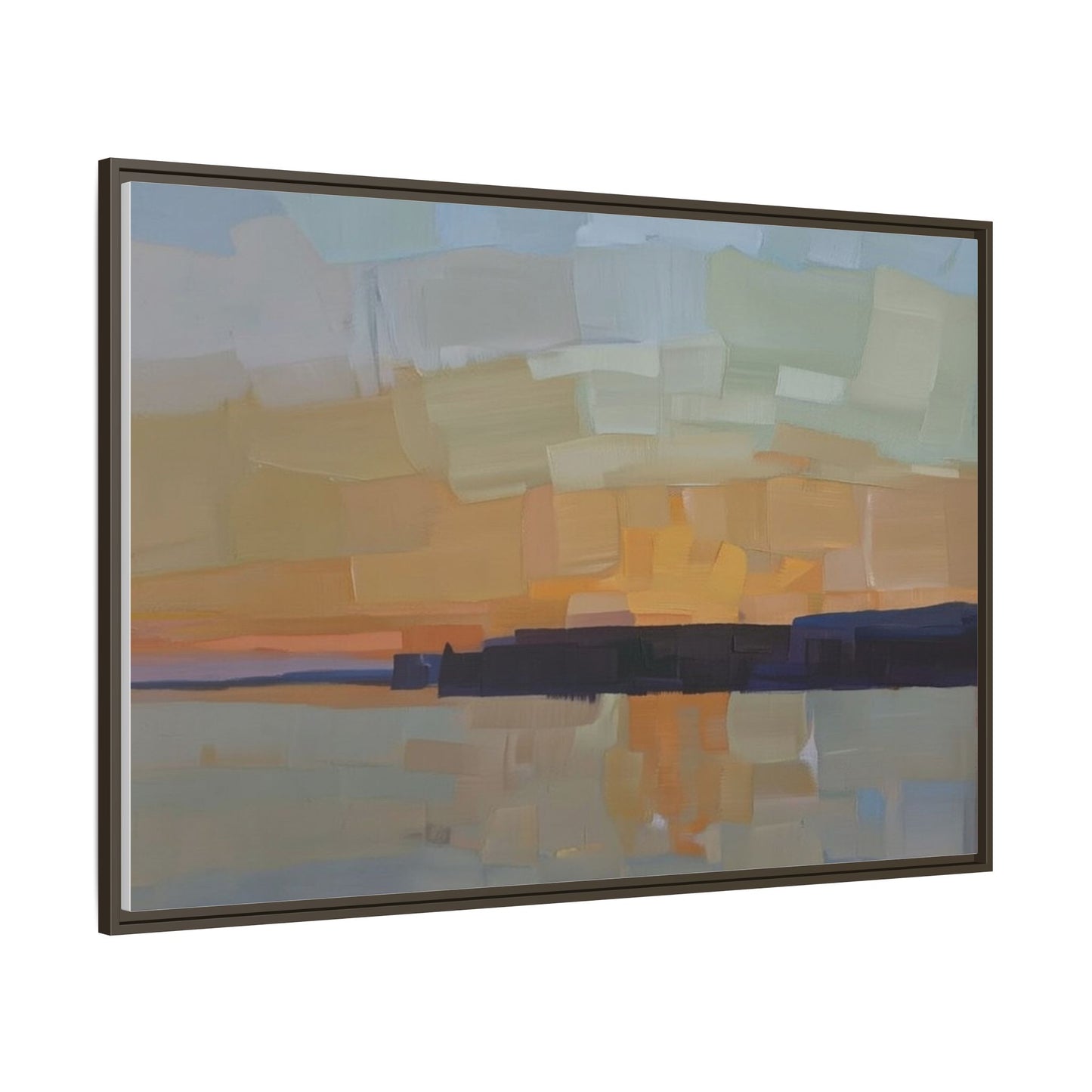 Framed Matte Canvas Sunset Abstract Landscape Art Print