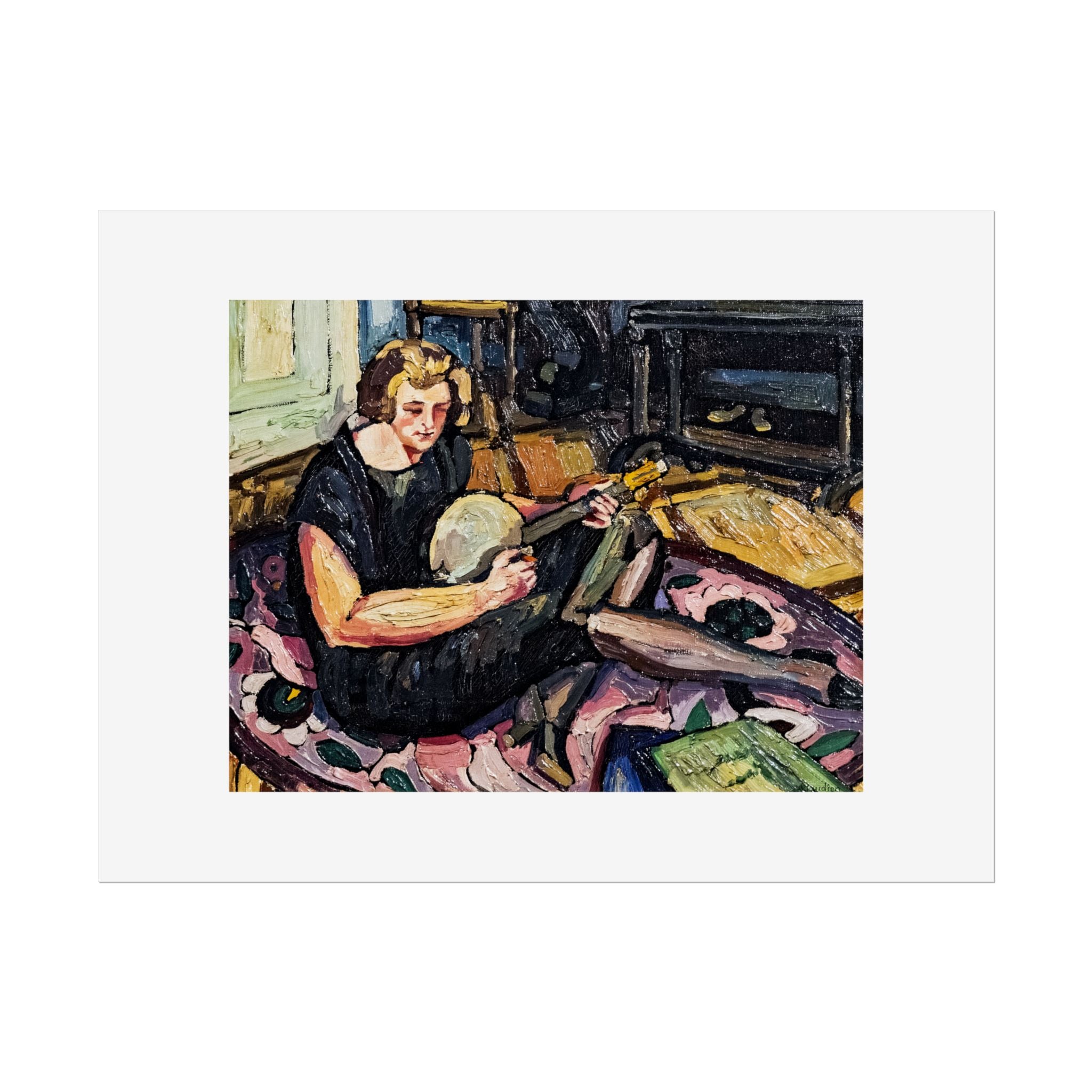 Luce au banjo dans le salon à Rabastens by Georges Gaudion Wall Art Print