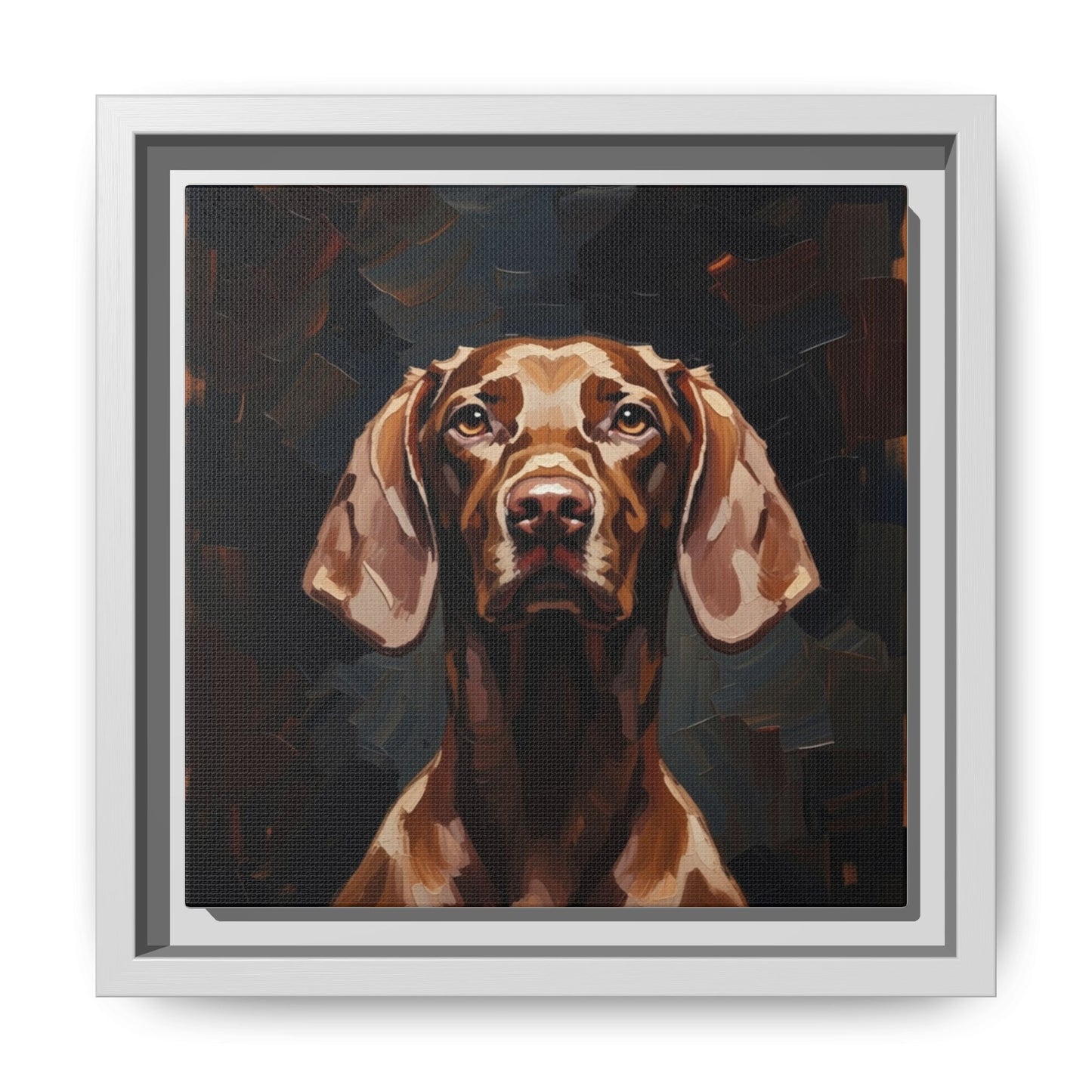 Framed Matte Canvas Dog Portrait – Brown Vizsla Wall Art