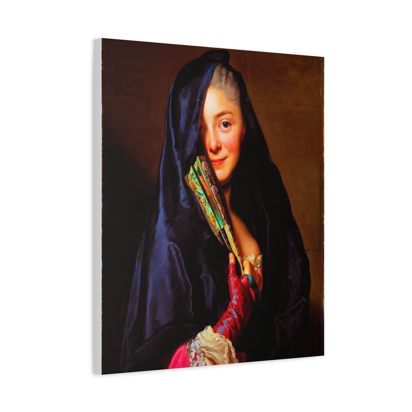 Vintage Portrait Canvas Print — Elegant Lady with Fan Matte Stretched Wall Art