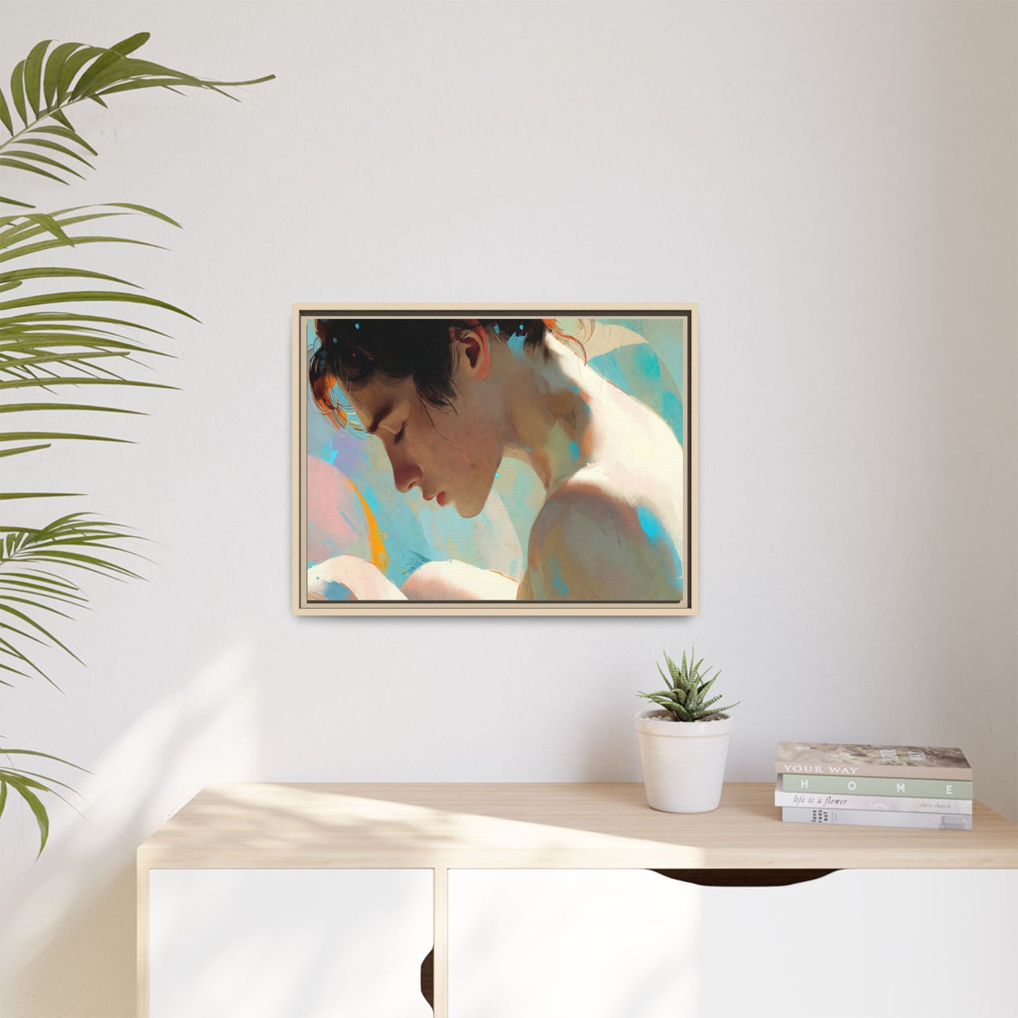 Framed Matte Canvas Print — Dreamy Portrait Art (Multi‑Color)