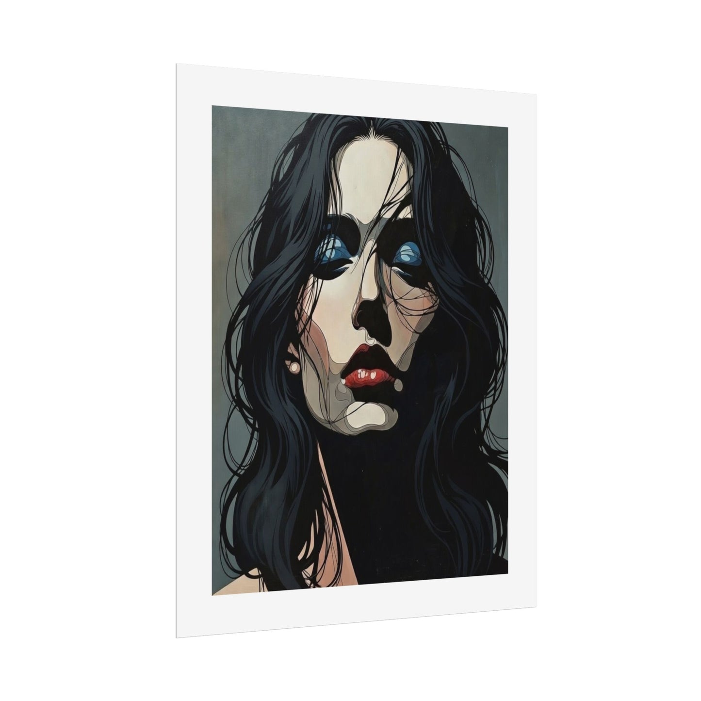 Rolled Poster — Moody Portrait Art Print (Dark Femme, Blue Eyeshadow)