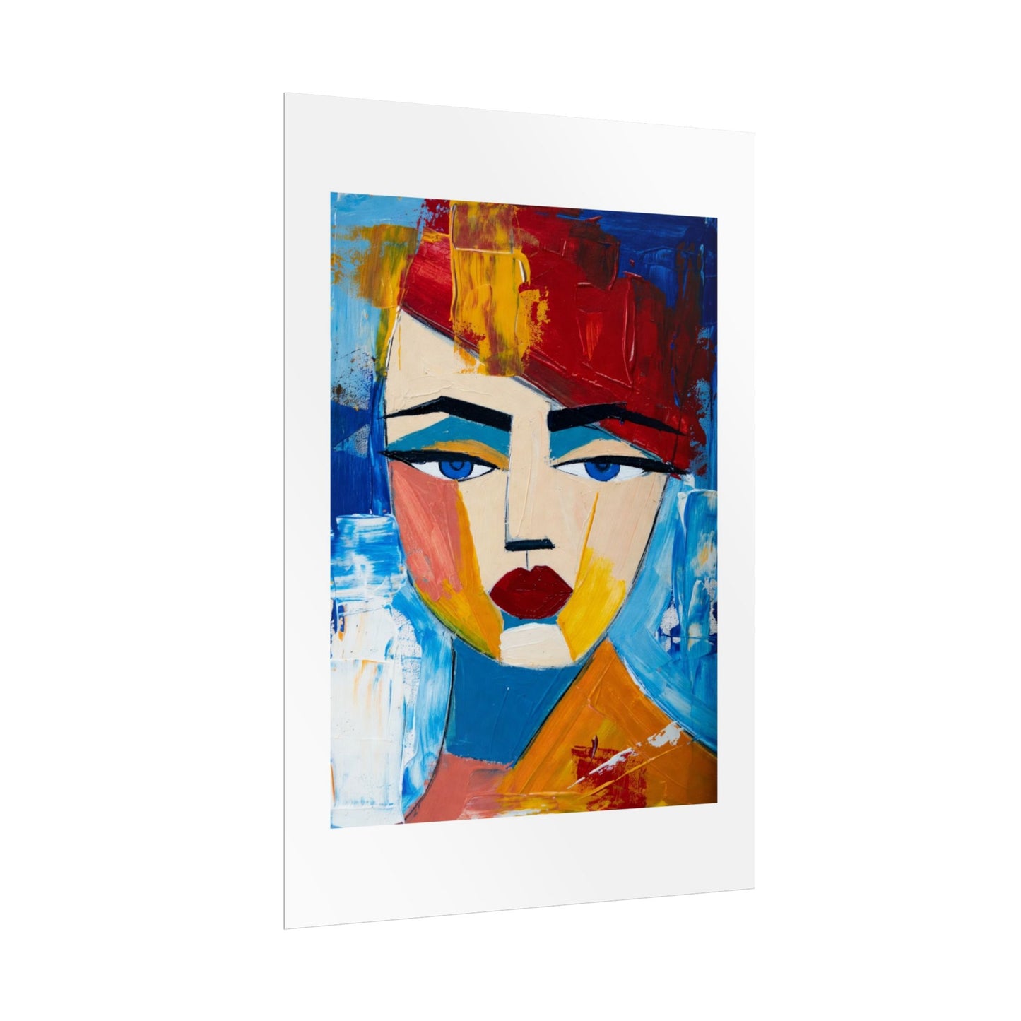 Abstract Colorful Face Poster - Modern Expressionist Rolled Art Print