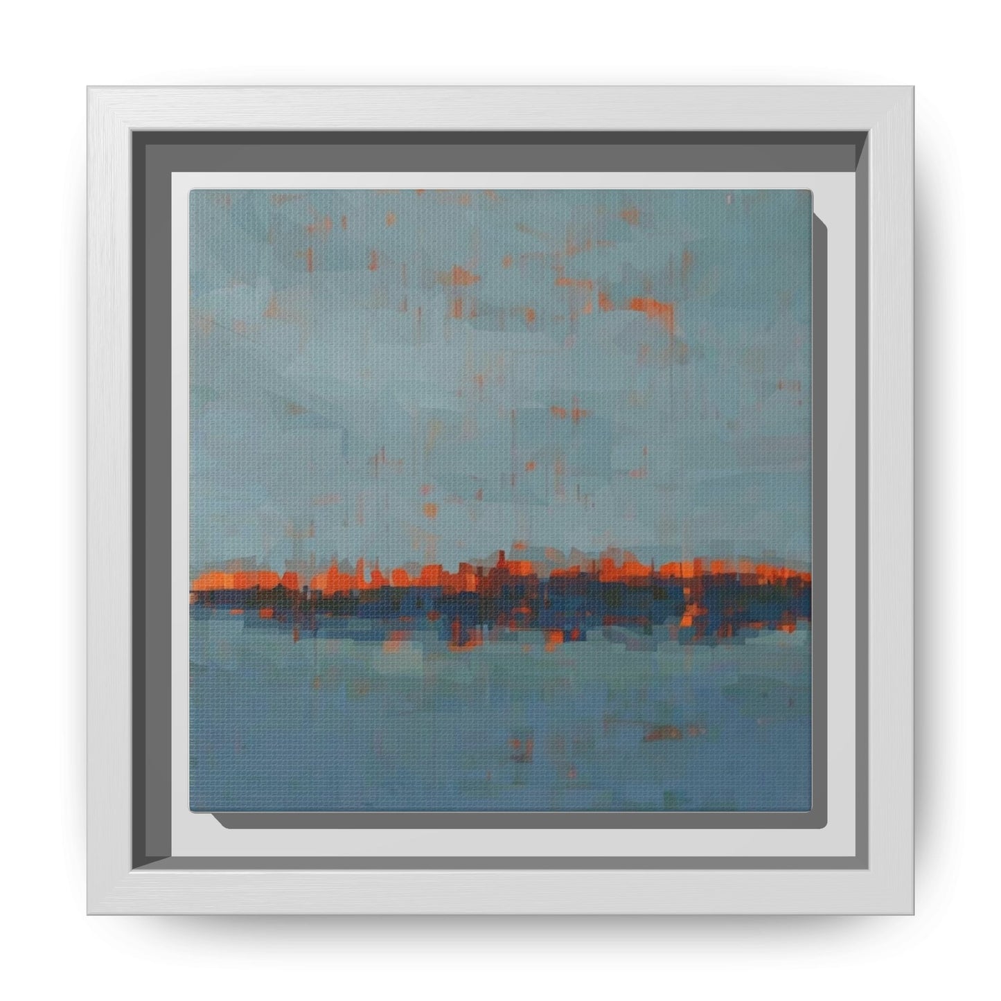 Framed Canvas Art — Teal & Orange Abstract Seascape