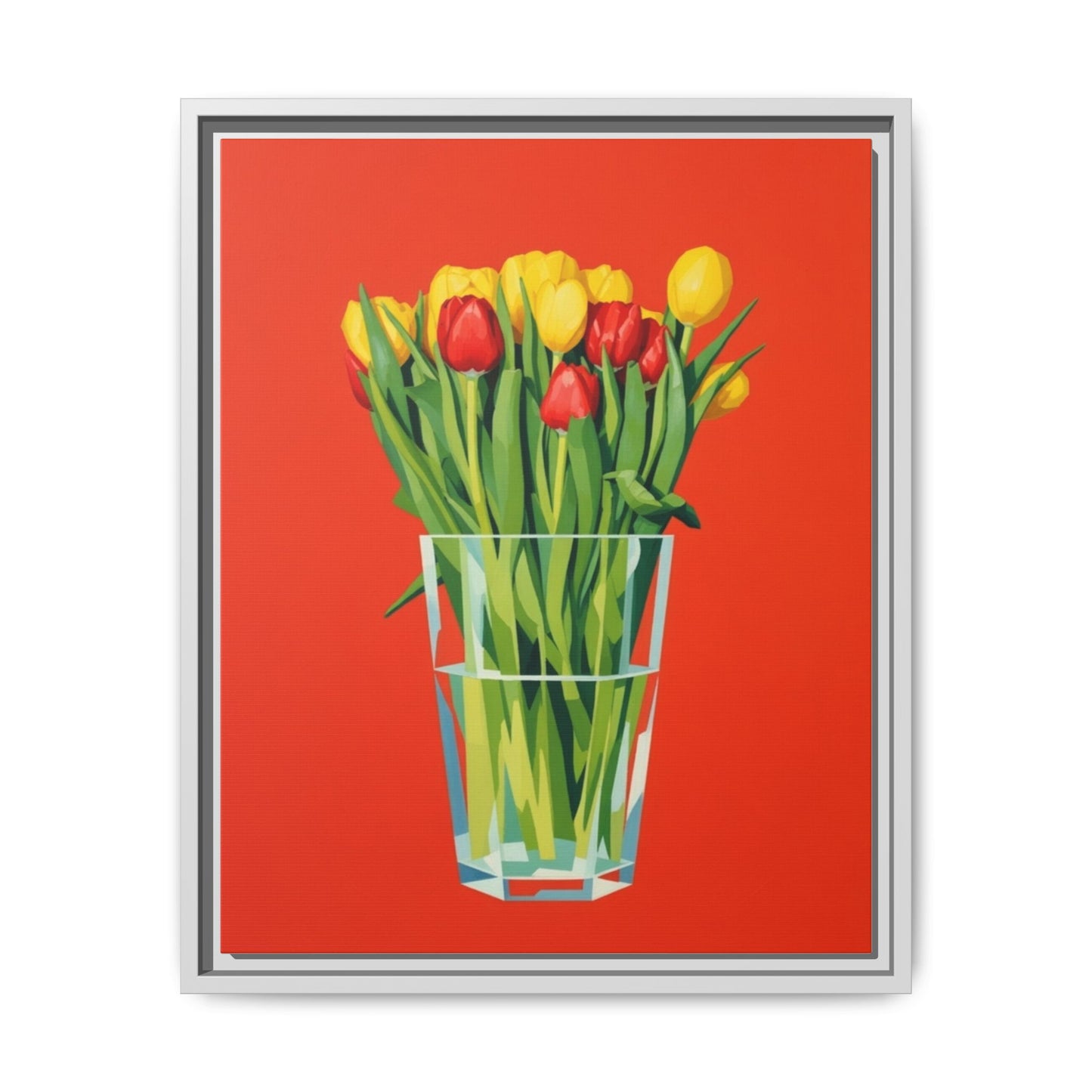 Framed Tulip Bouquet Matte Canvas Art — Vibrant Red Floral Wall Print