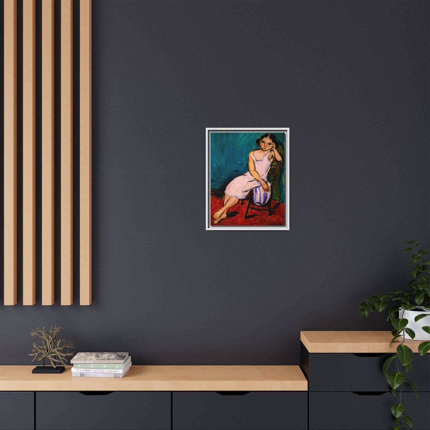 Jeune Fille assise by Henri Matisse Framed Matte Canvas Wall Art