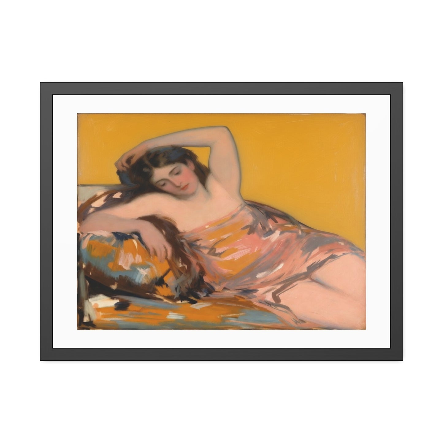 Framed Art Poster — Vintage Reclining Woman Print, Museum-Style Wall Art