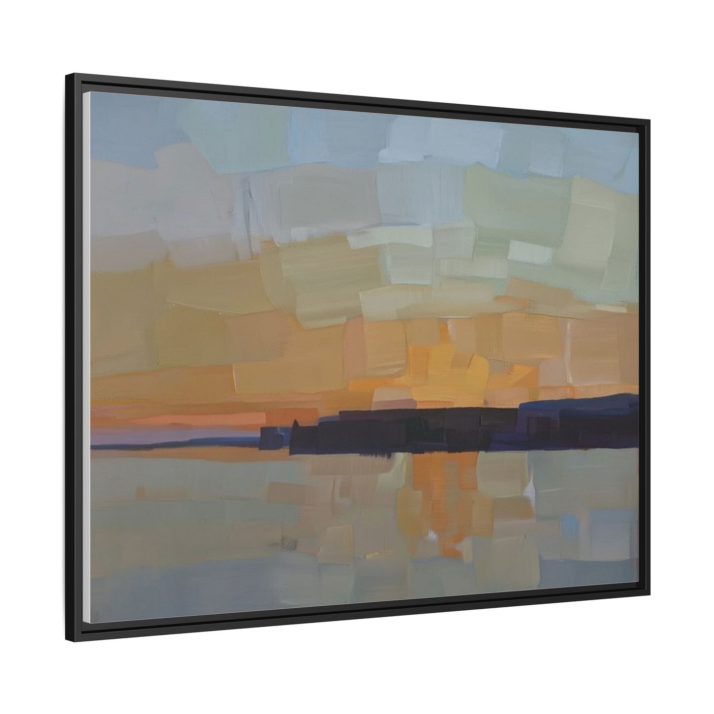Framed Matte Canvas Sunset Abstract Landscape Art Print