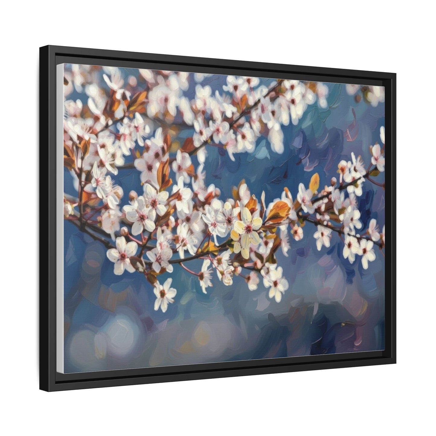 Framed Matte Canvas Print — Cherry Blossom Branch Wall Art