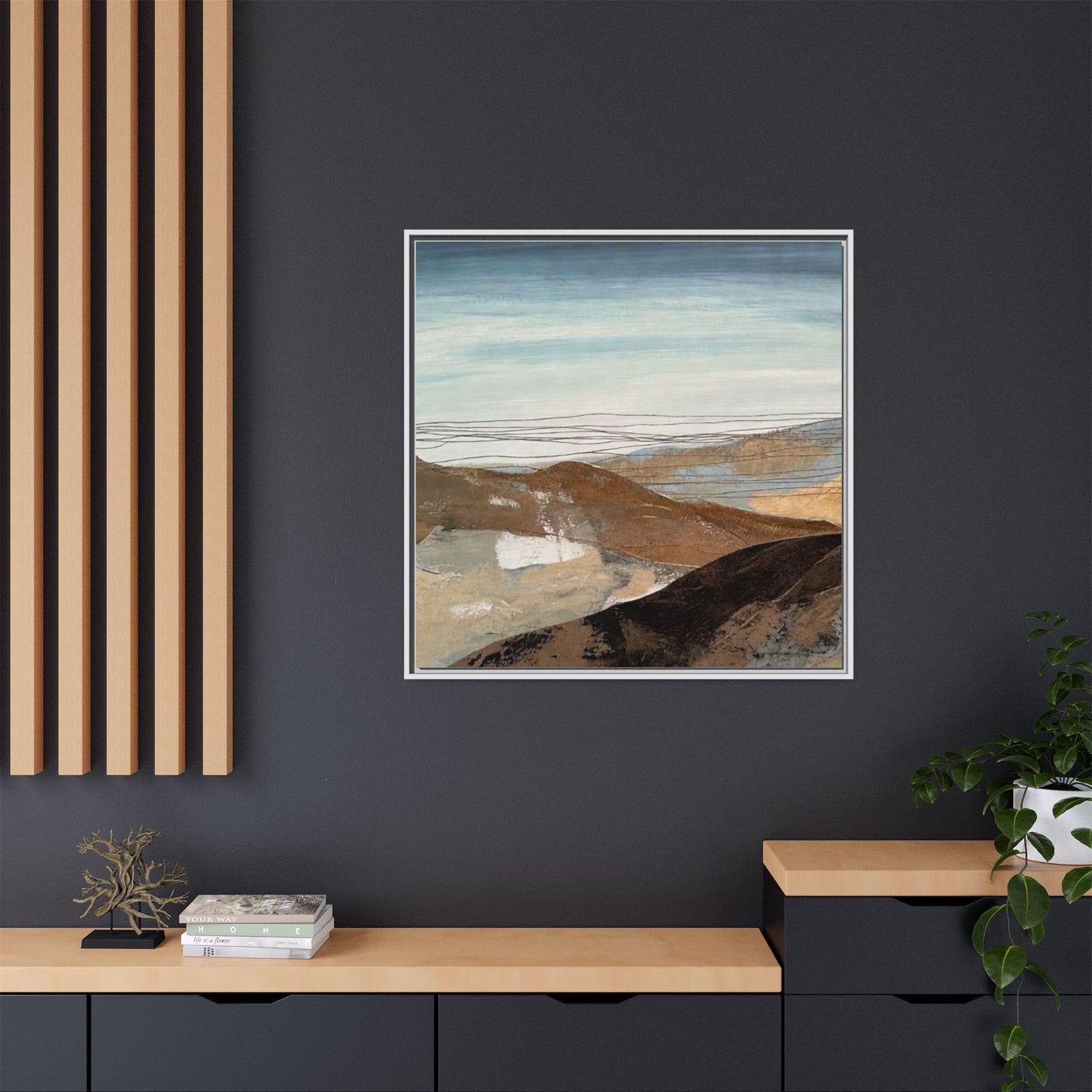Framed Matte Canvas Art — Serene Abstract Landscape
