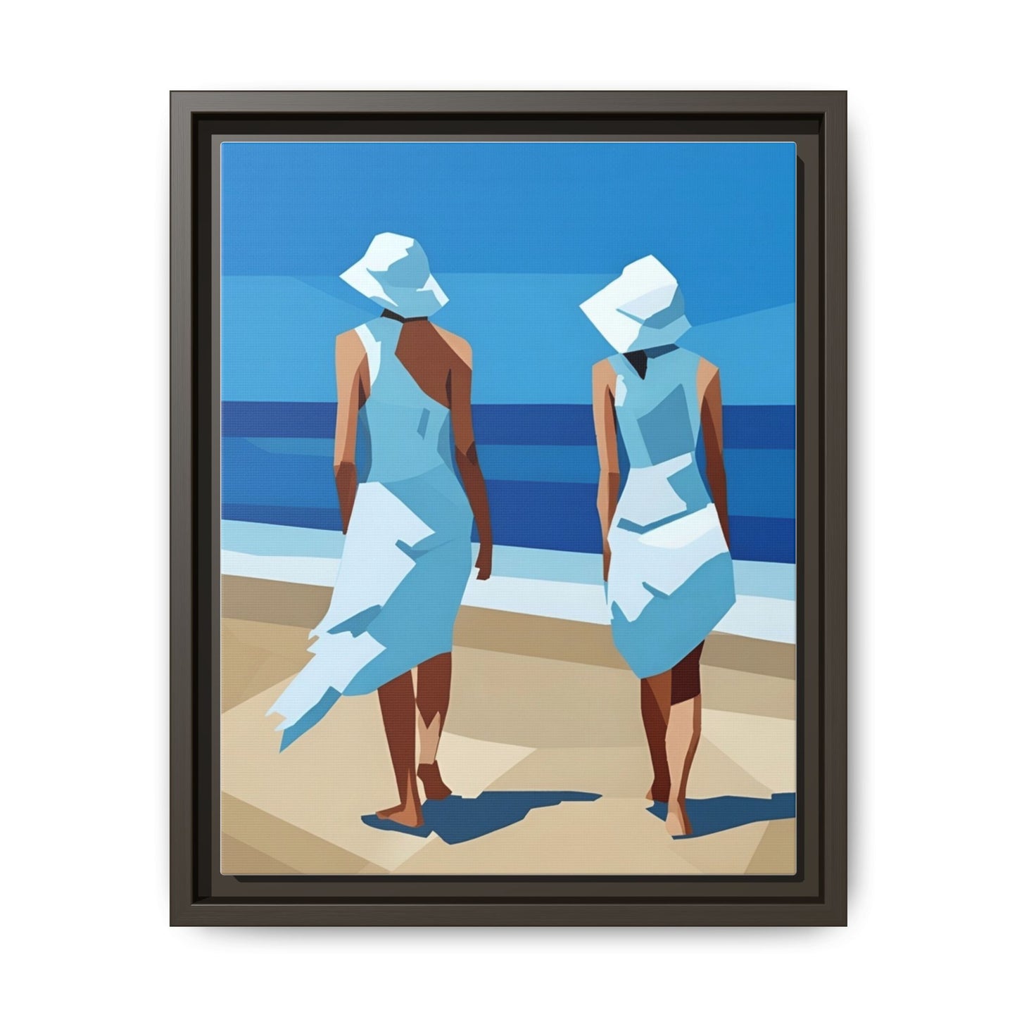Seaside Stroll Matte Canvas Framed Print — Coastal Beach Art