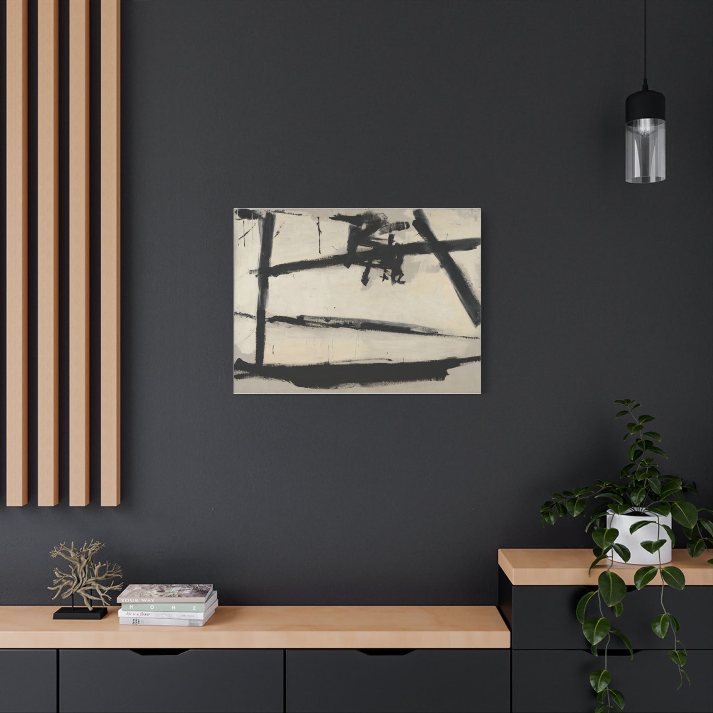 Painting Number 2 by Franz Kline Abstract Black and White Stretched Canvas Art – Matte Wall Decor