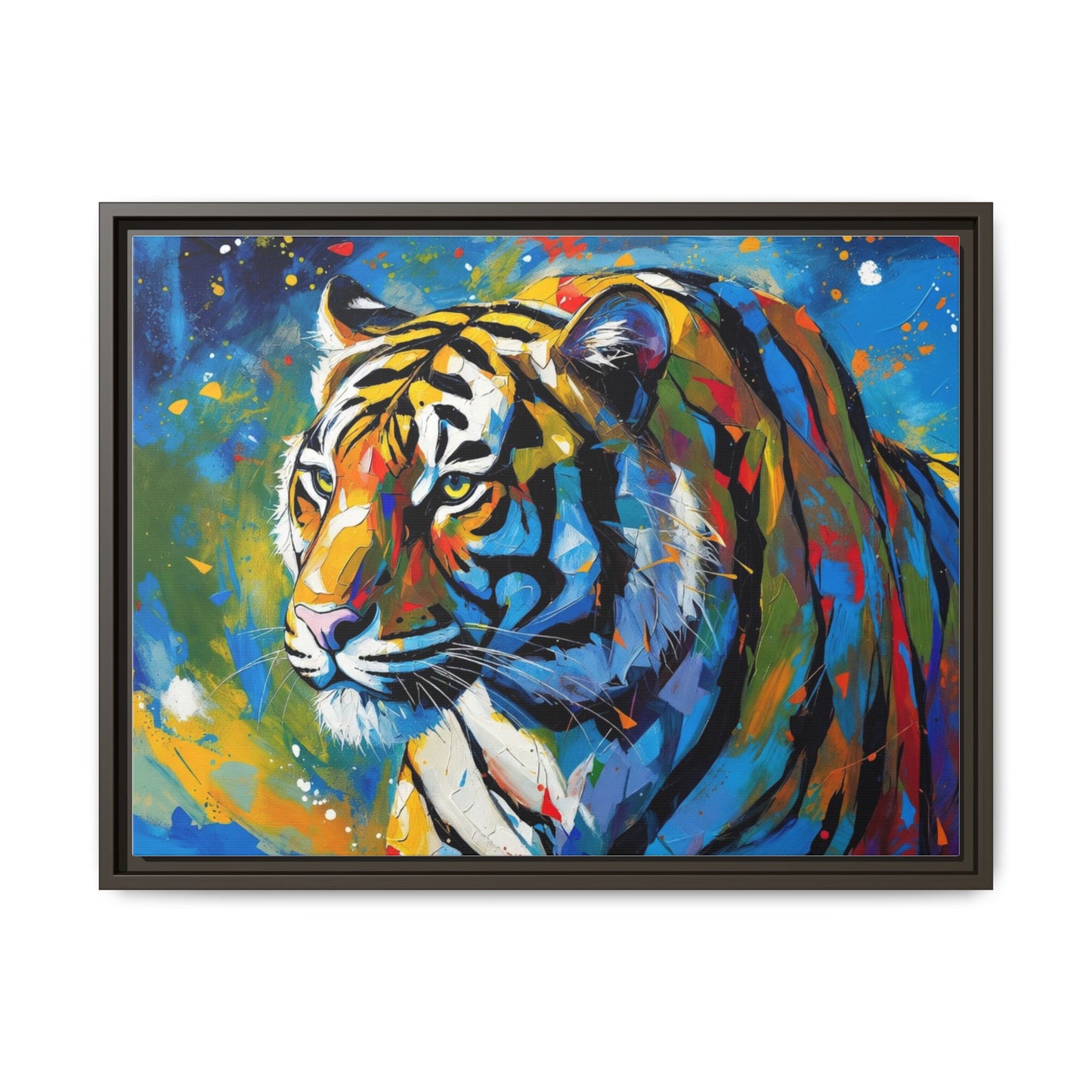 Colorful Tiger Matte Canvas Framed Art — Vibrant Wildlife Wall Decor