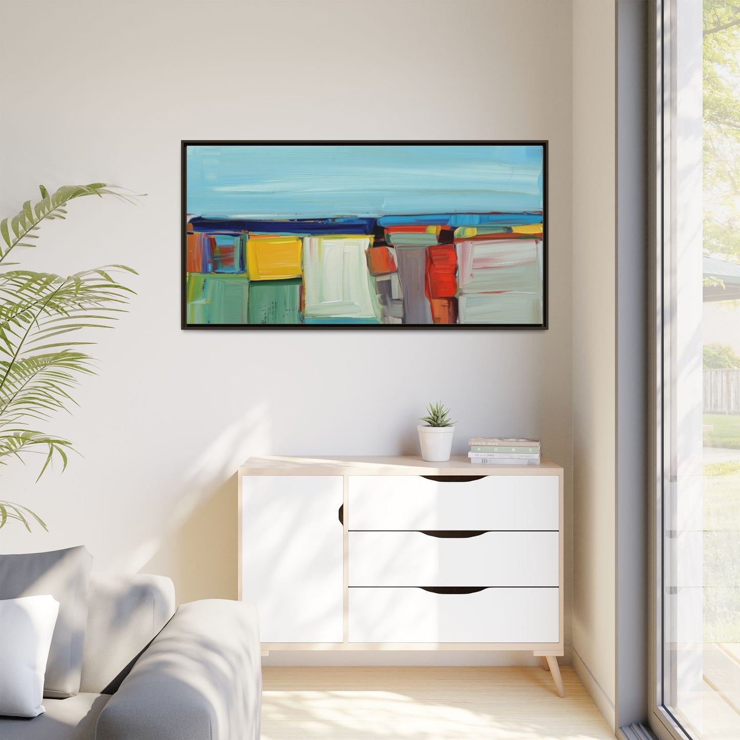 Abstract Coastal Blocks Matte Canvas Print (Framed)