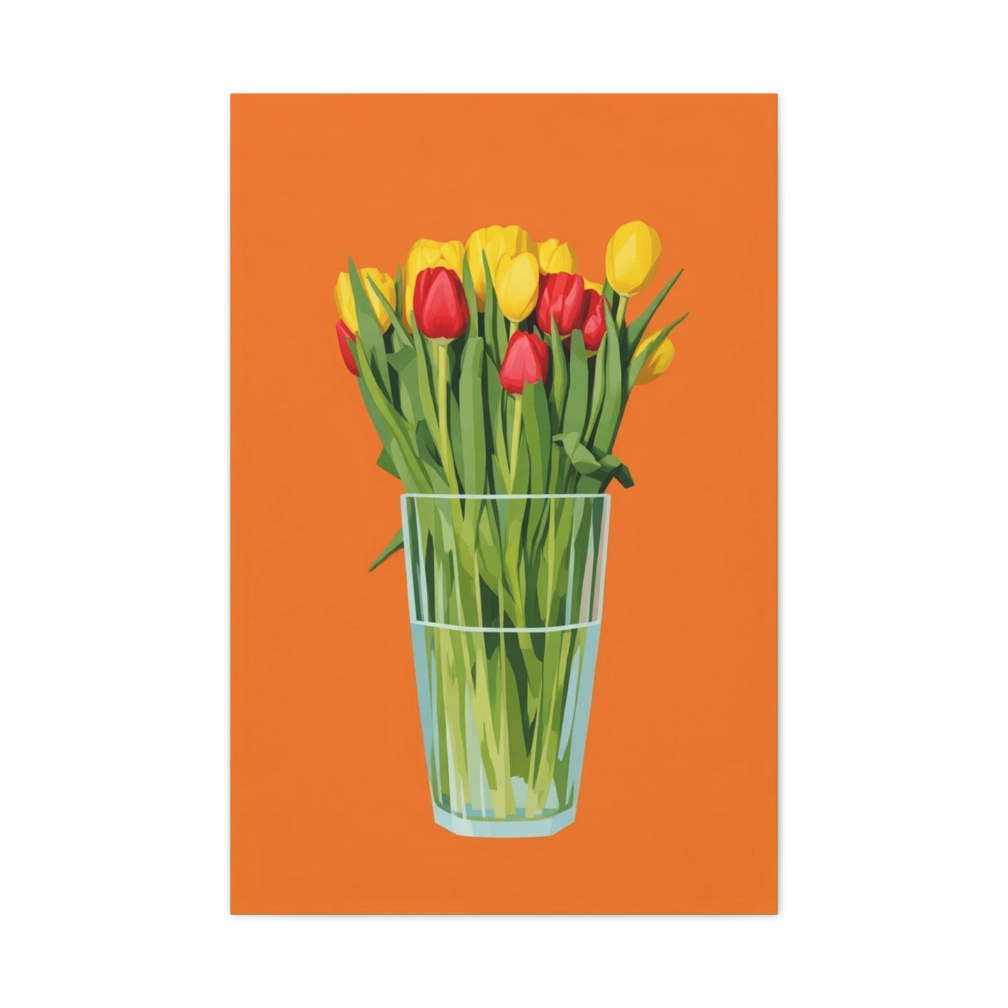 Tulip Bouquet Canvas Wall Art – Glass Vase on Orange