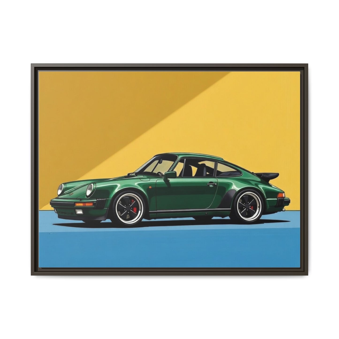 Framed Matte Canvas — Green Sports Car Wall Art