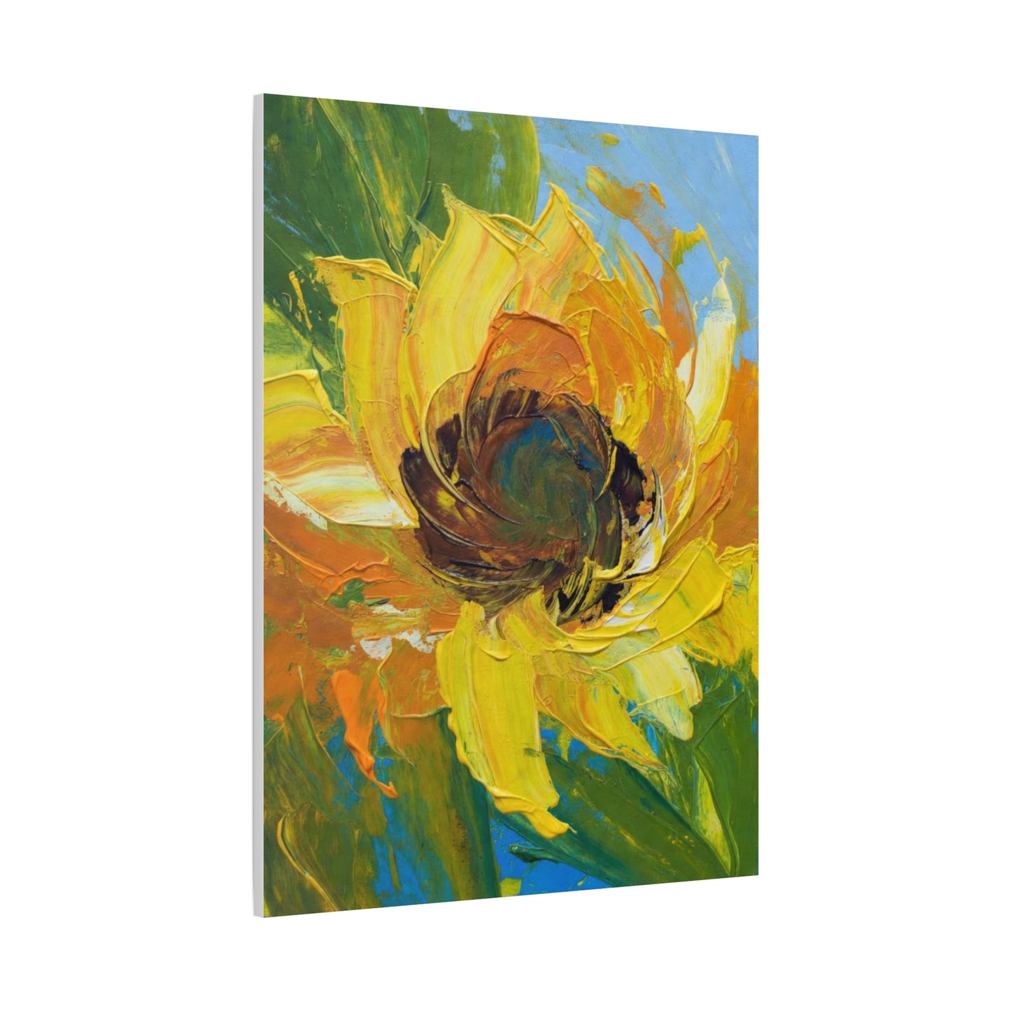 Sunflower Abstract Matte Canvas Wall Art — Bright Floral Painting on Stretched Canvas