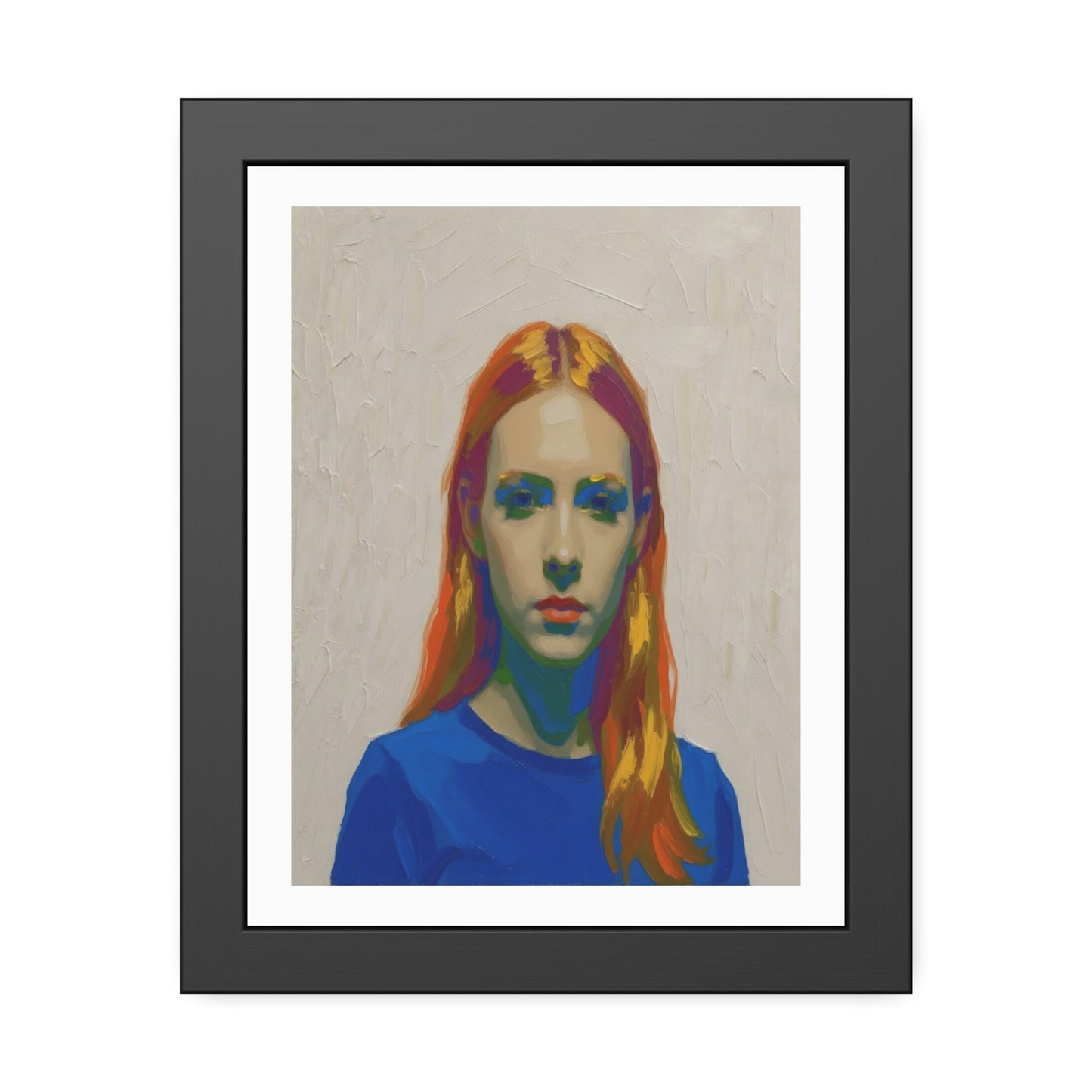 Framed Art Print — Colorful Portrait of Red-Haired Woman, Modern Pop Portrait Wall Art