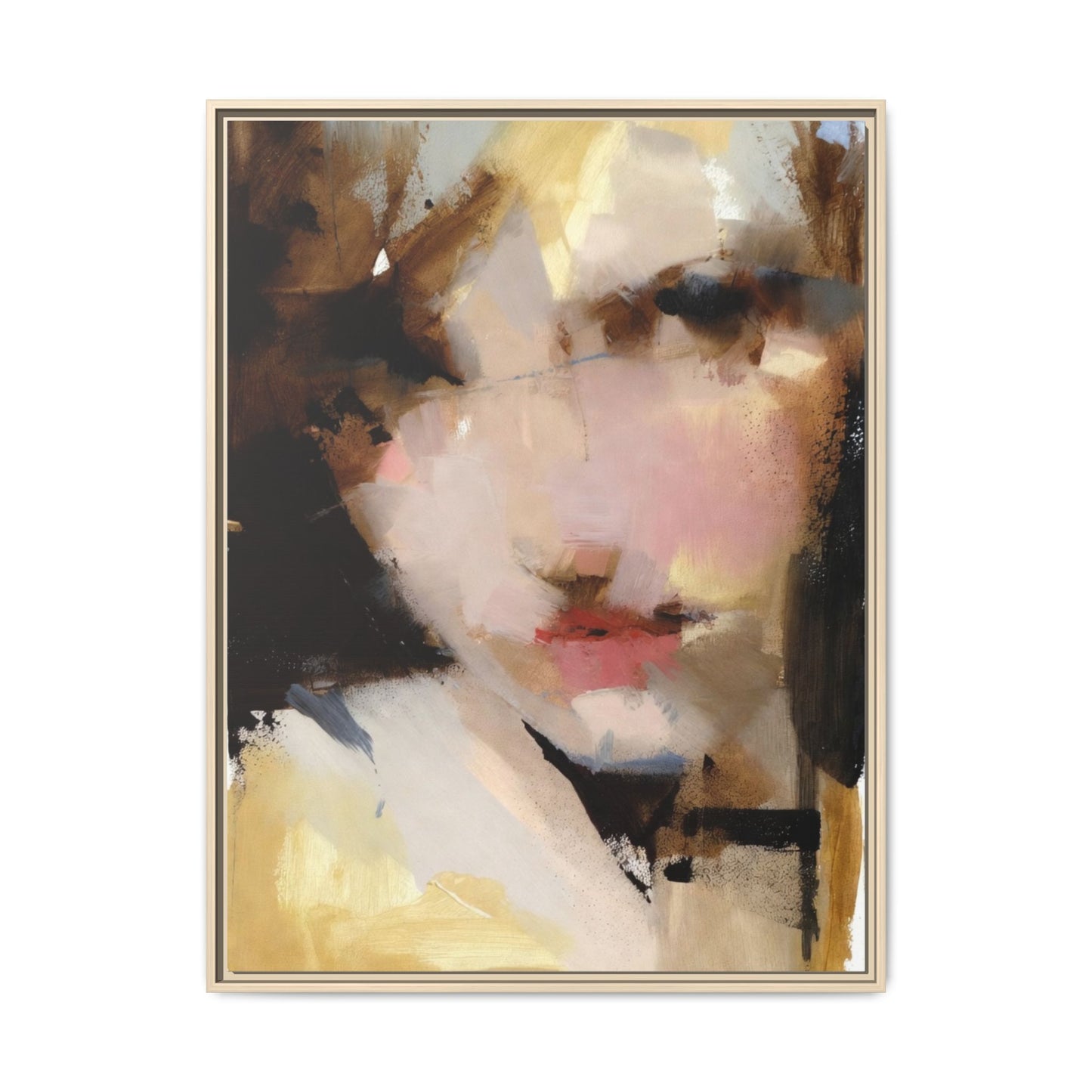 Abstract Portrait Matte Canvas Framed Print — Modern Feminine Wall Art