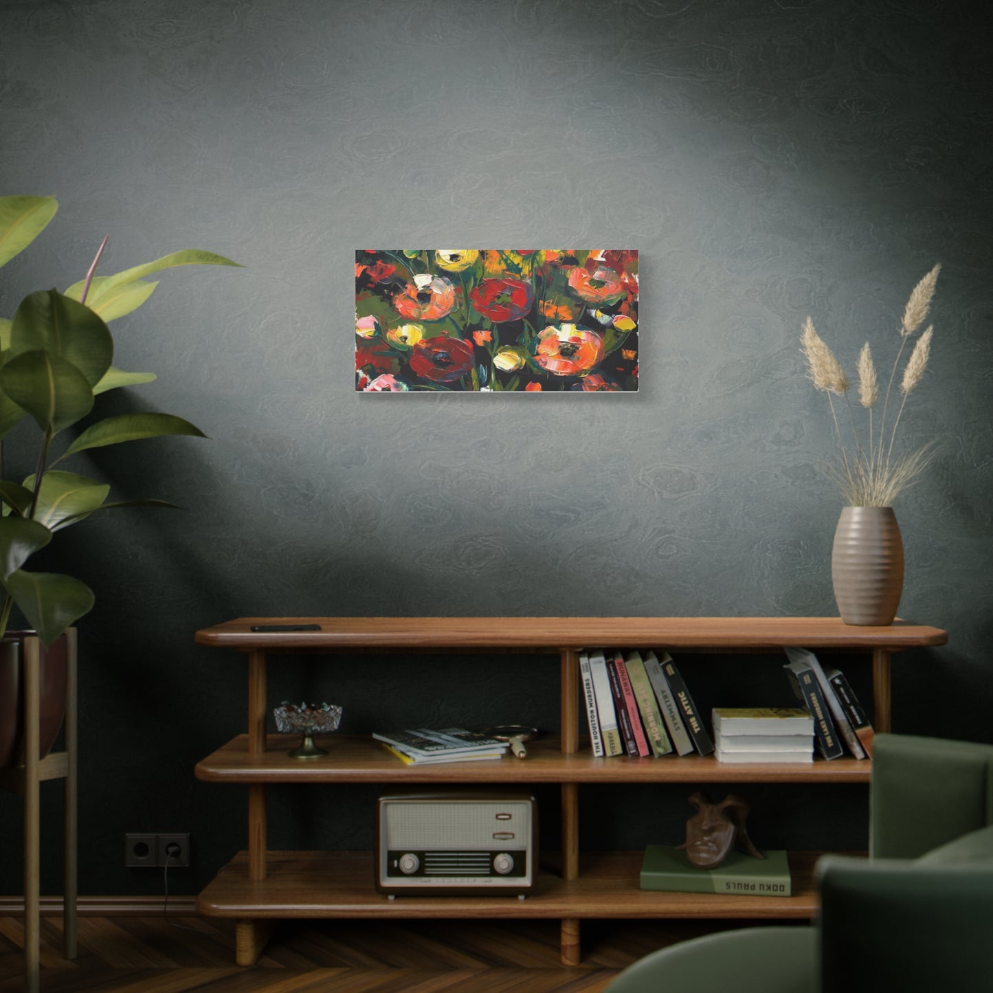 Bold Floral Abstract Canvas Print — Colorful Poppy Wall Art, Matte Stretched 1.25"