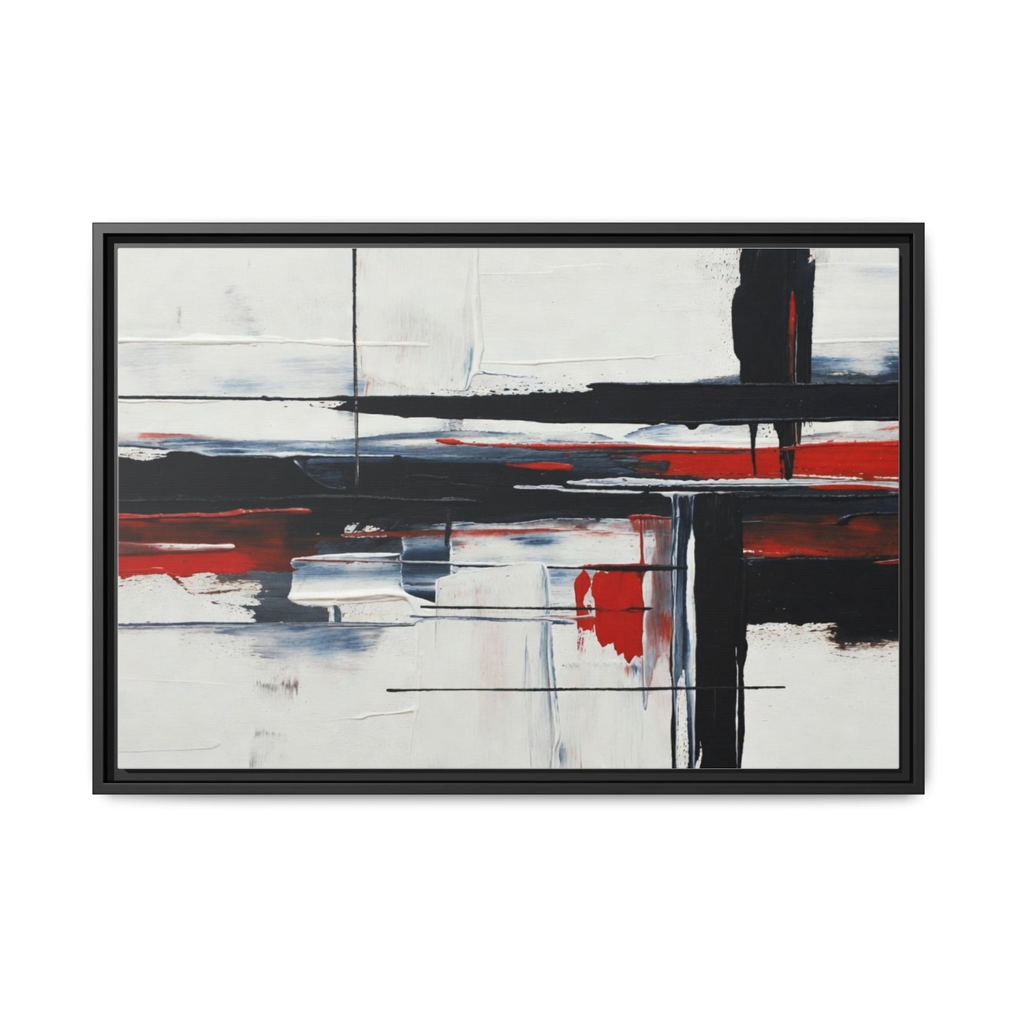 Abstract Red & Black Framed Canvas Art — Modern Matte Wall Painting