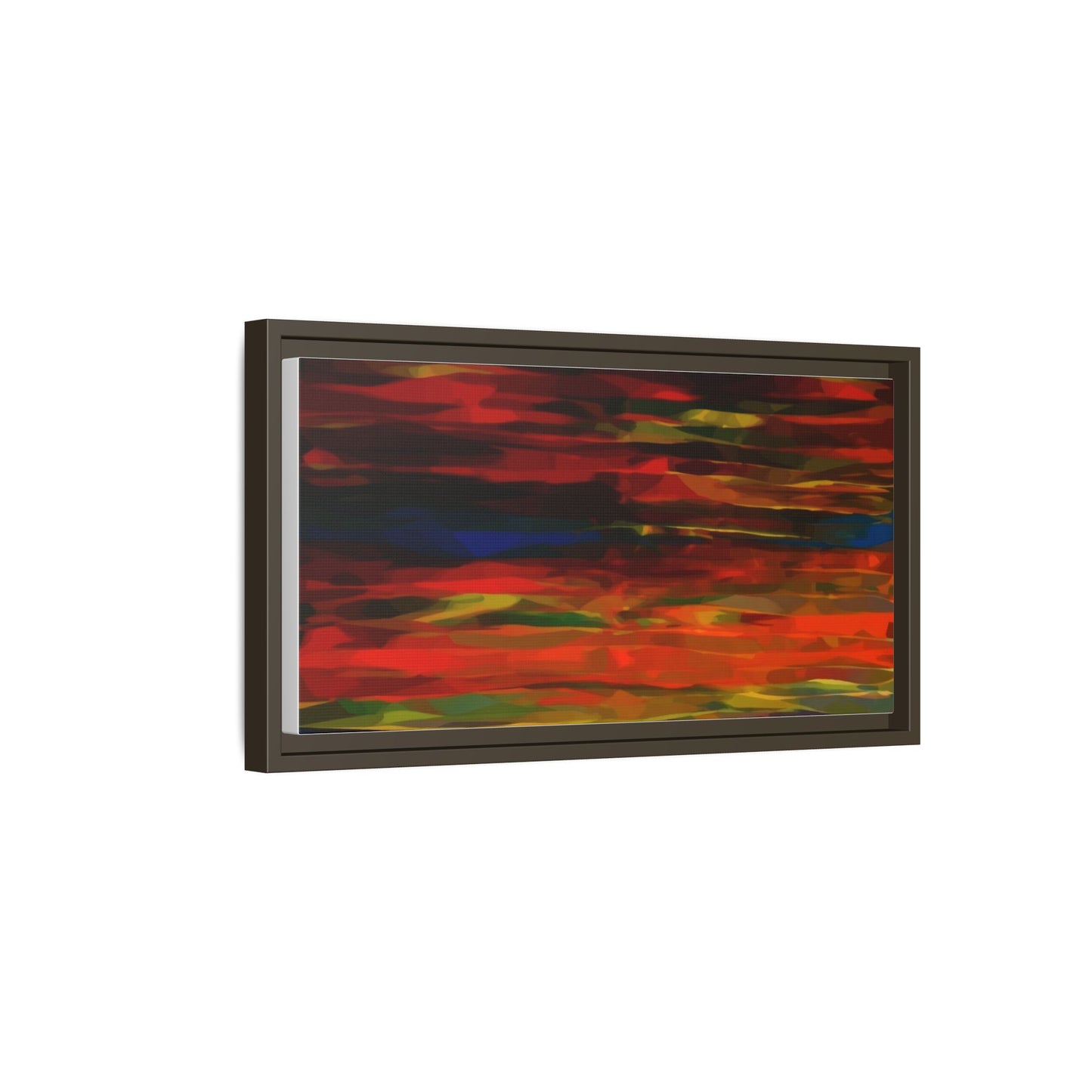Abstract Multi-Color Matte Canvas Framed Wall Art — Bold Red & Blue Modern Painting